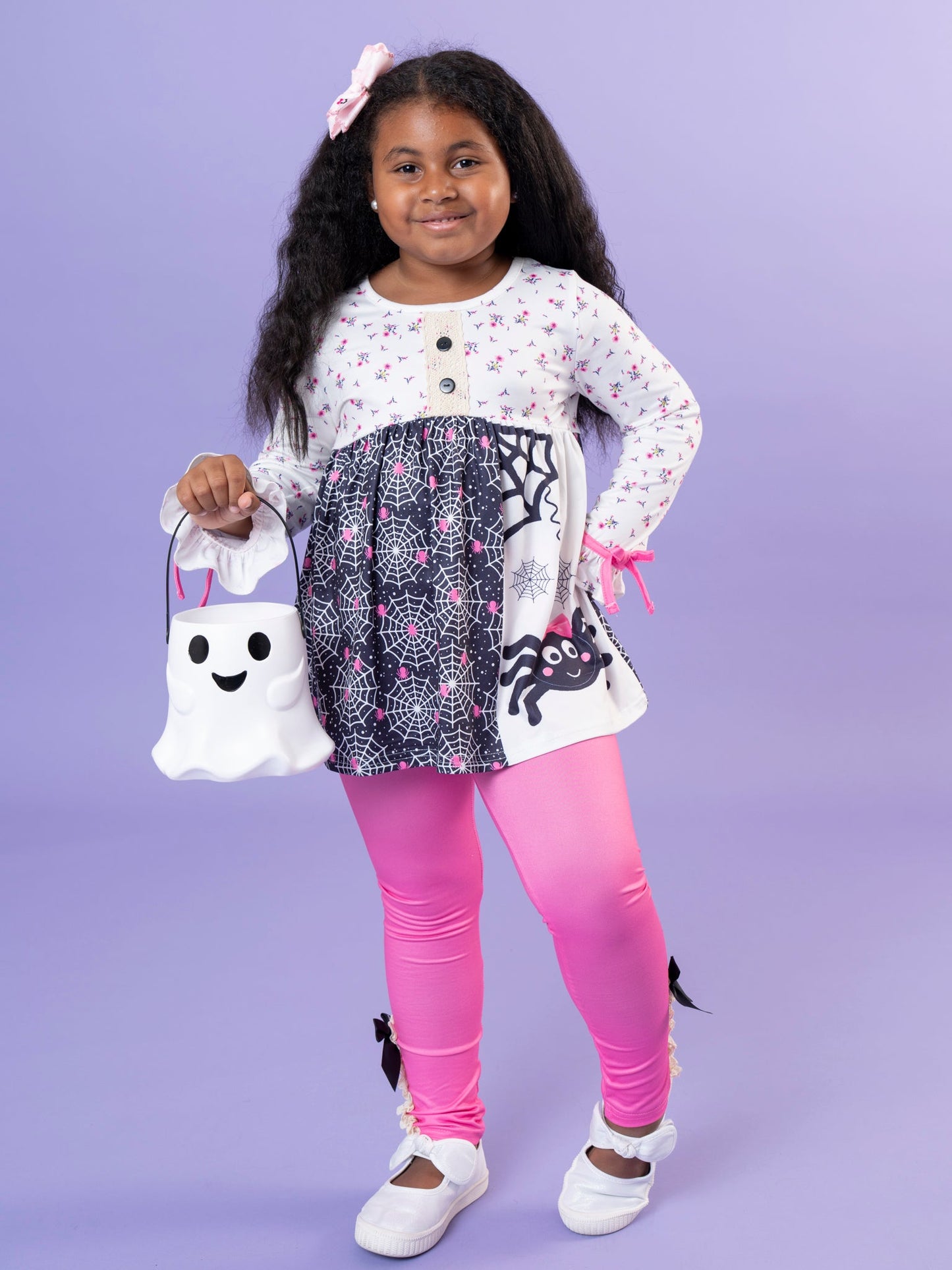 Spider Webs Ruffle Outfit - Pink Floral