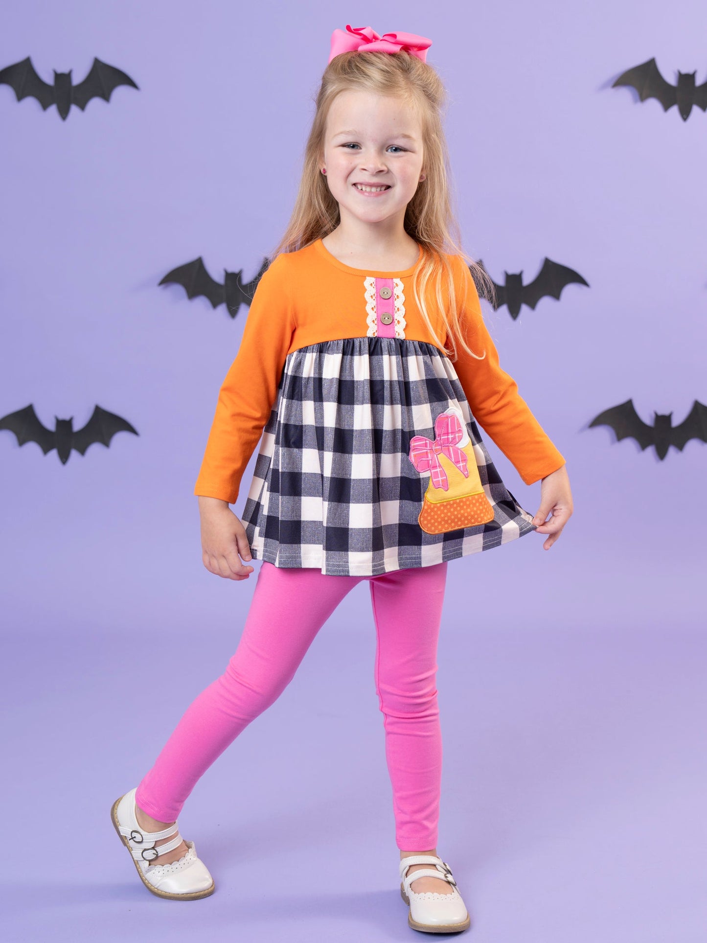 Sweet as Candy Corn Embroidered Ruffle Outfit