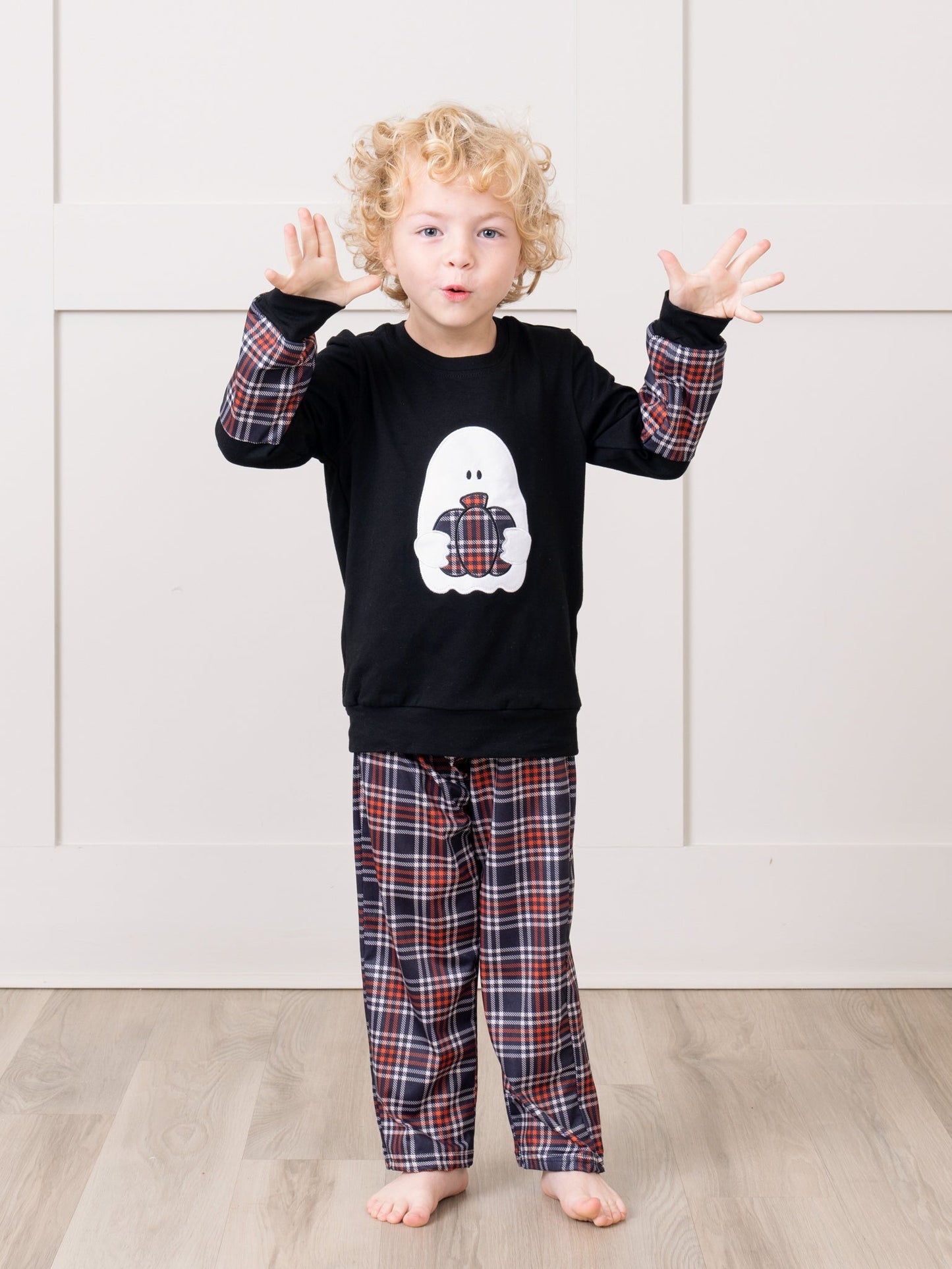 Embroidered Halloween Plaid Outfit