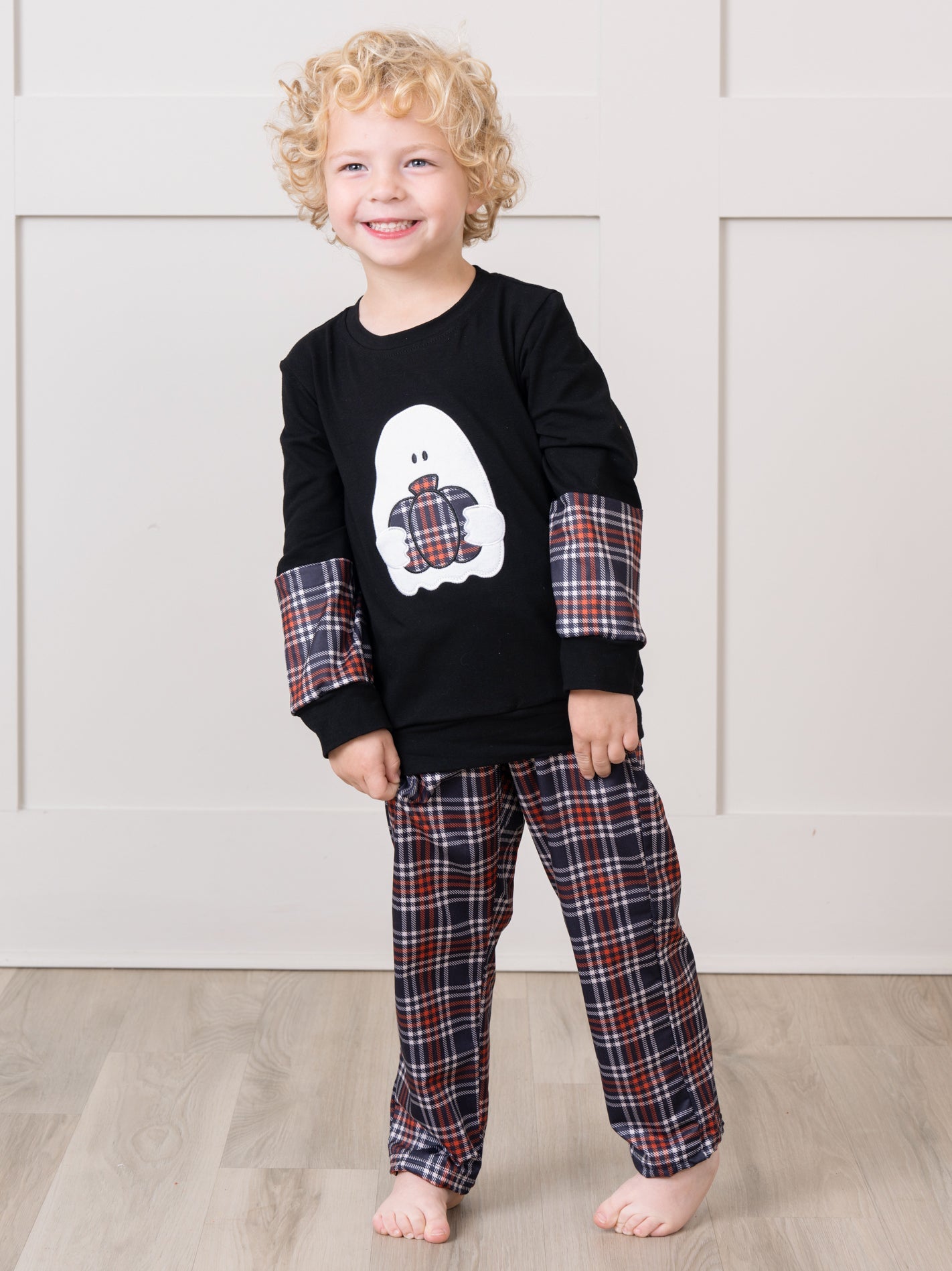 Embroidered Halloween Plaid Outfit