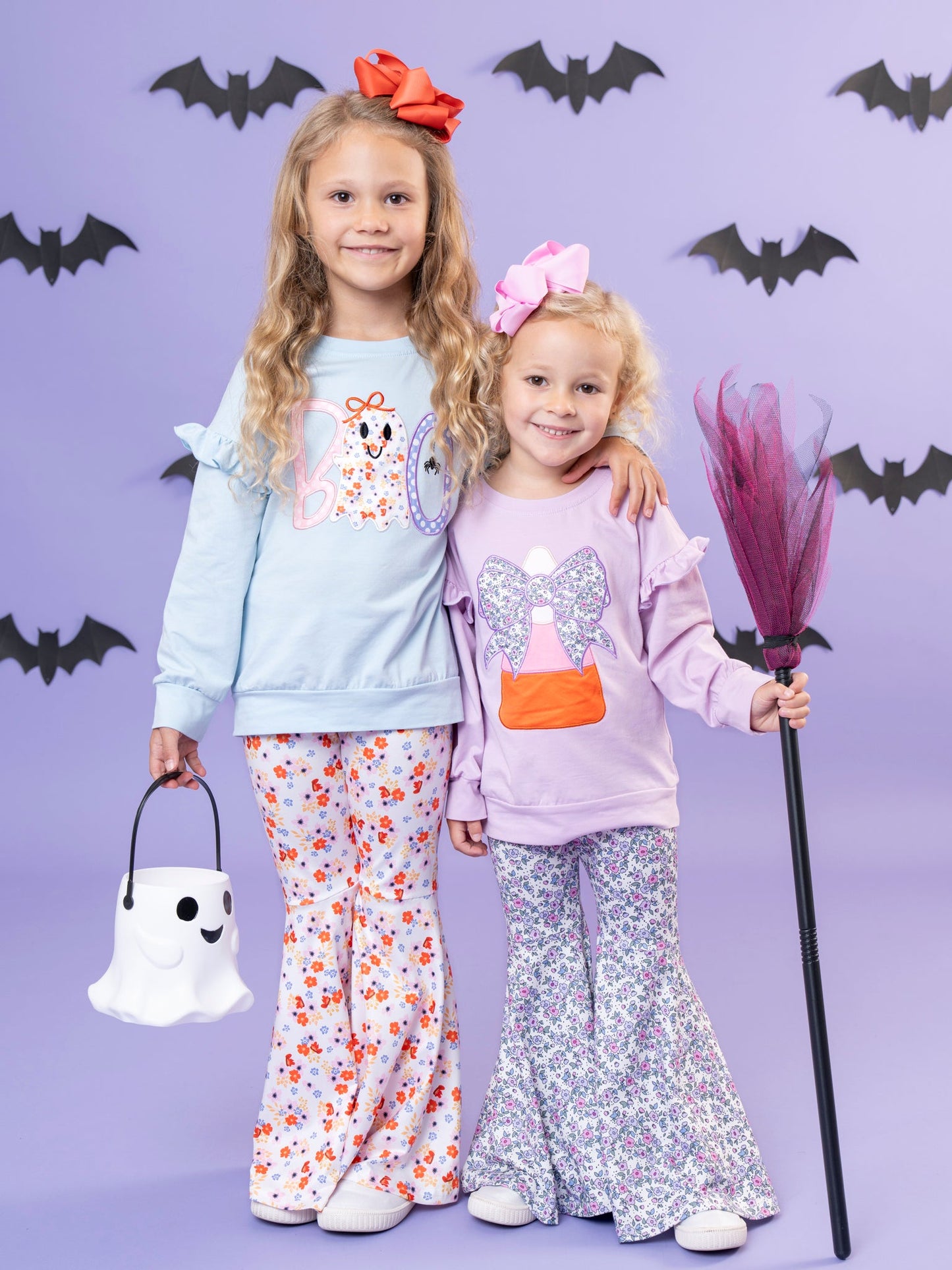 Lil’ Miss Boo Embroidered Ruffle Bell Bottom Outfit