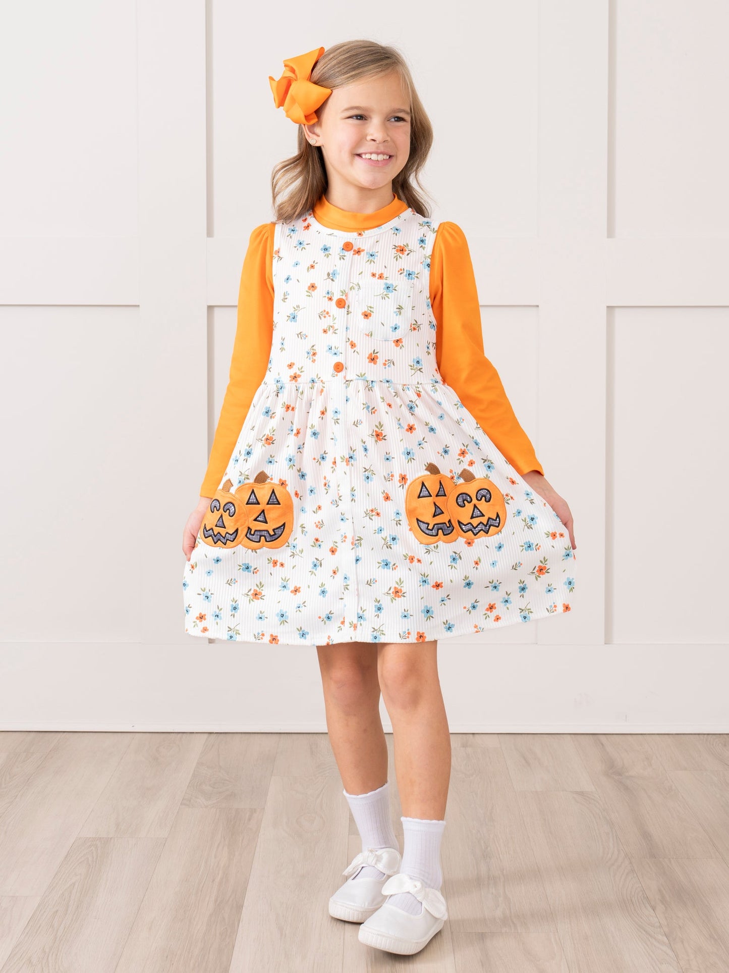 Embroidered Jack-O-Lantern Garden Skirtall Set