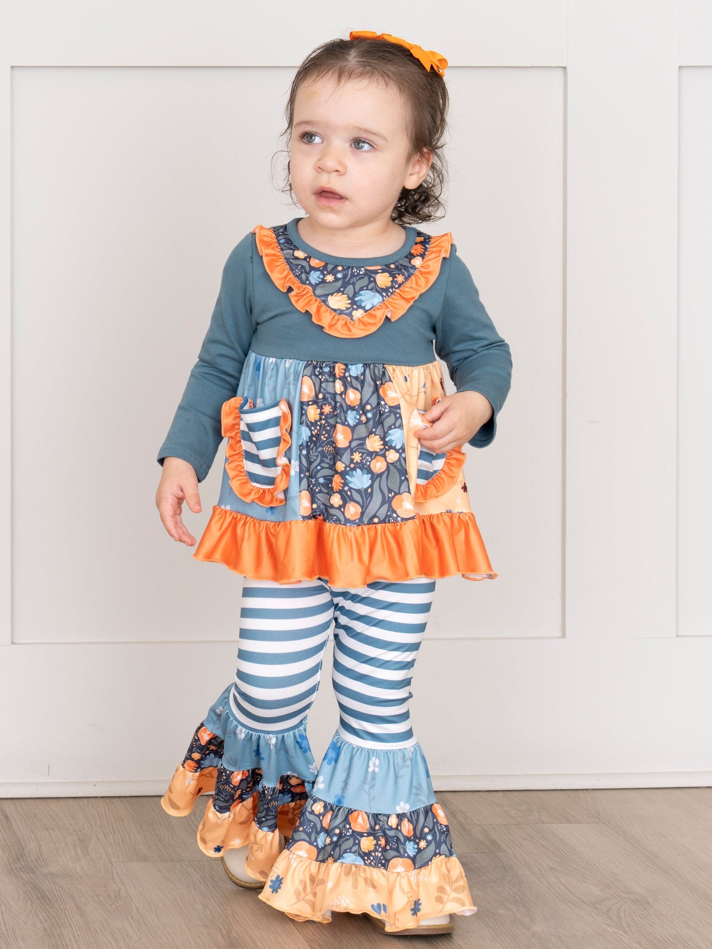 Pocket Flara Bells Outfit - Blue Grey