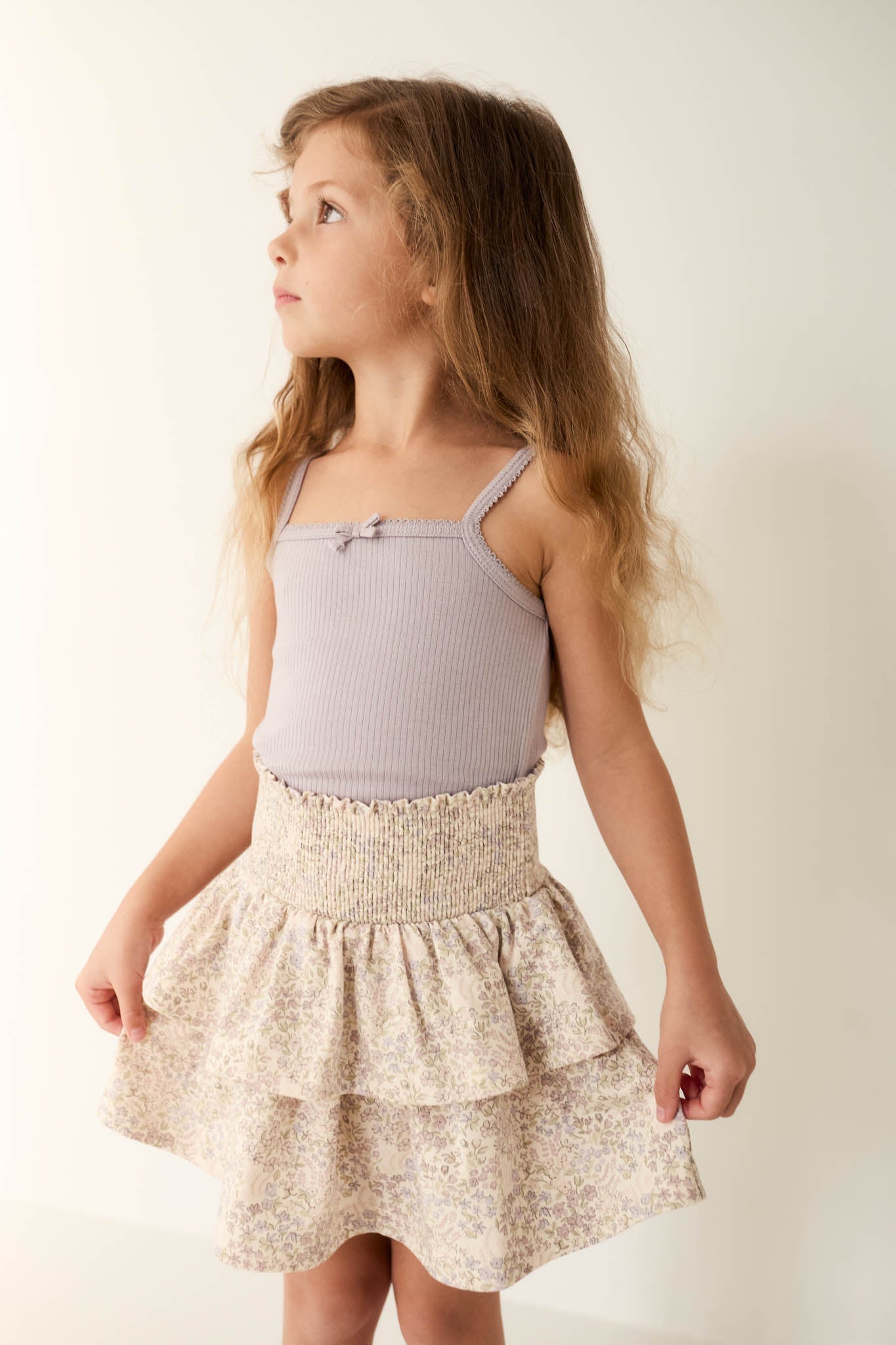 Organic Cotton Ruby Skirt - April Floral Mauve