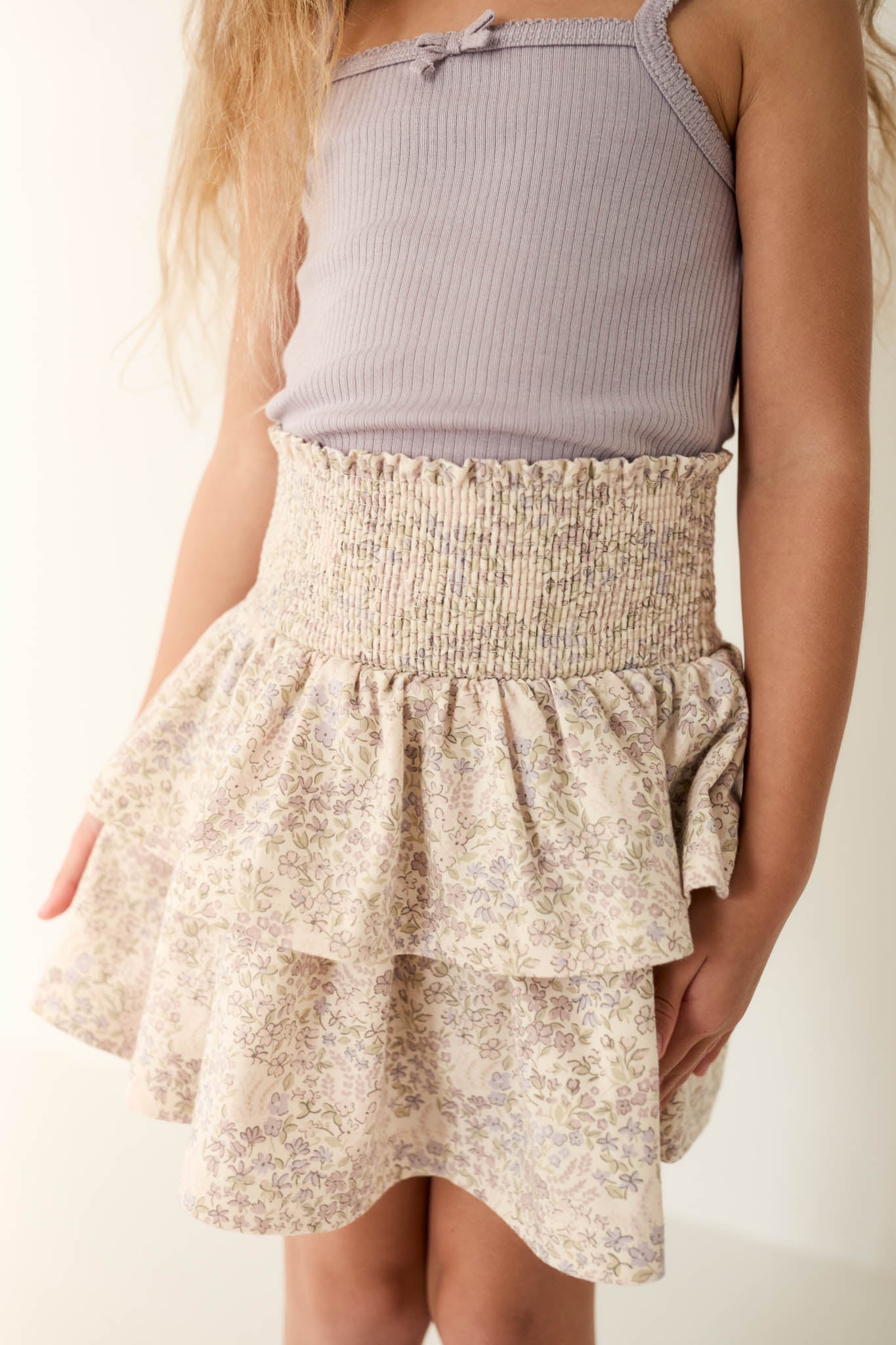 Organic Cotton Ruby Skirt - April Floral Mauve