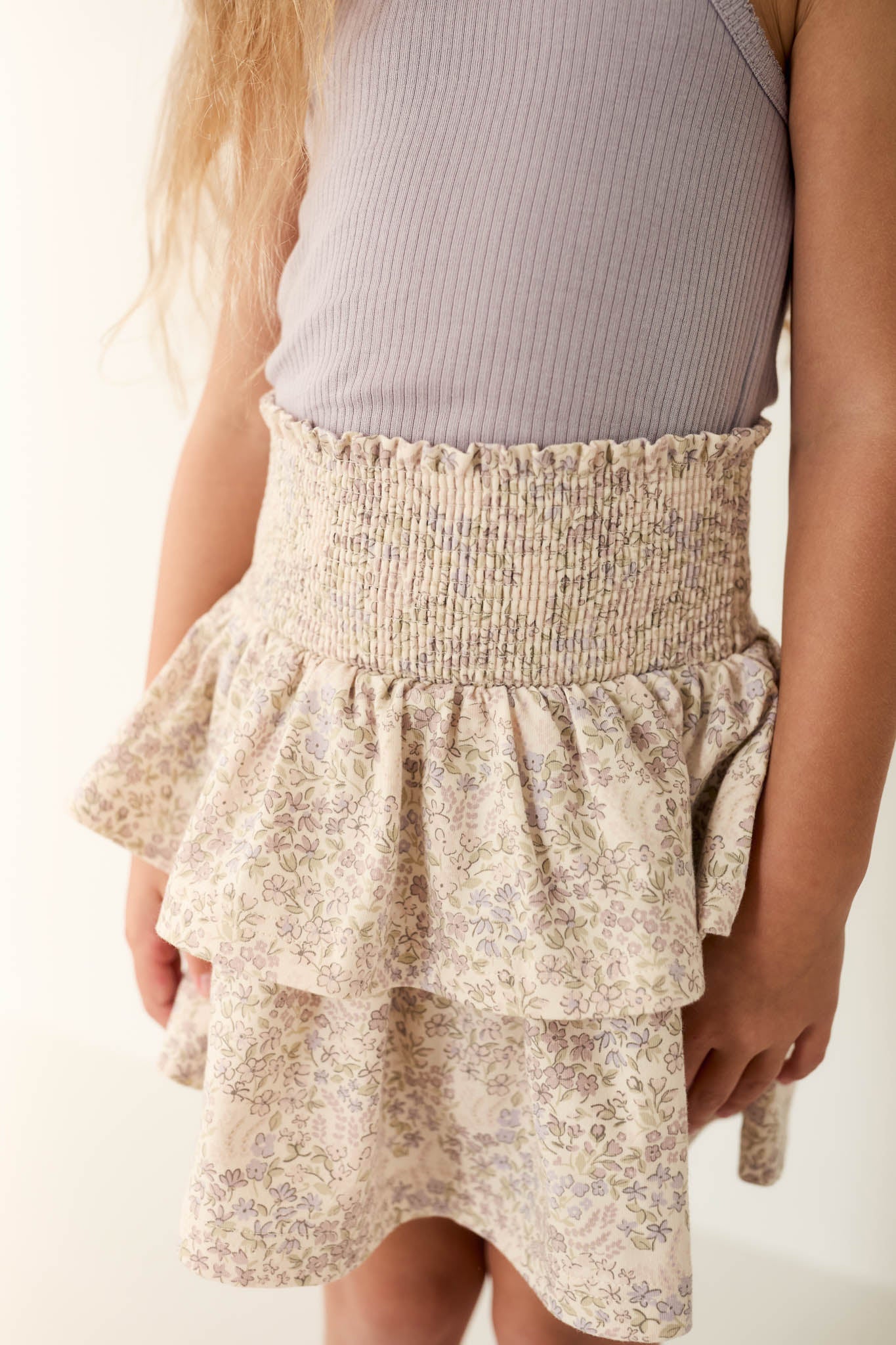 Organic Cotton Ruby Skirt - April Floral Mauve