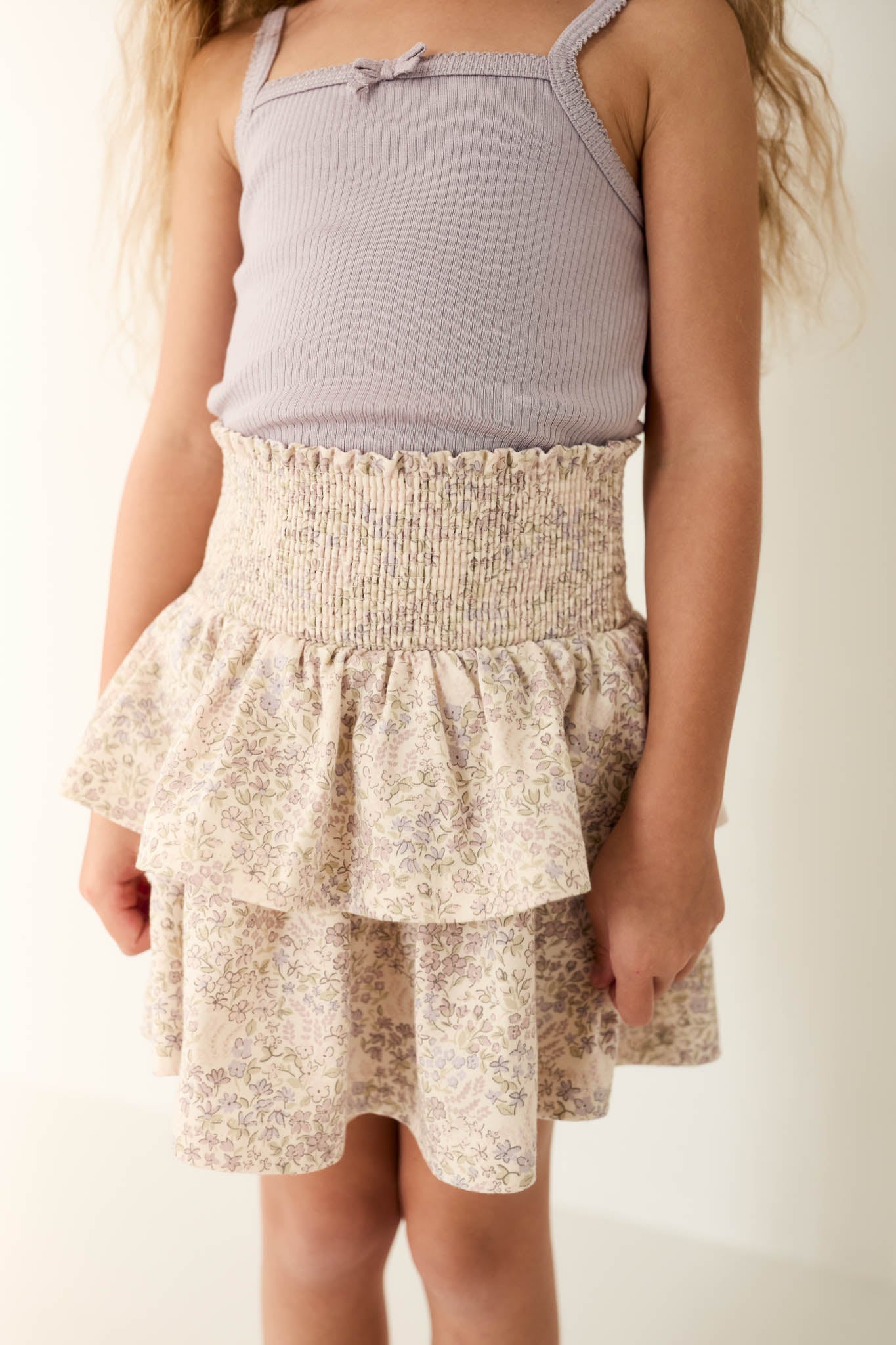 Organic Cotton Ruby Skirt - April Floral Mauve