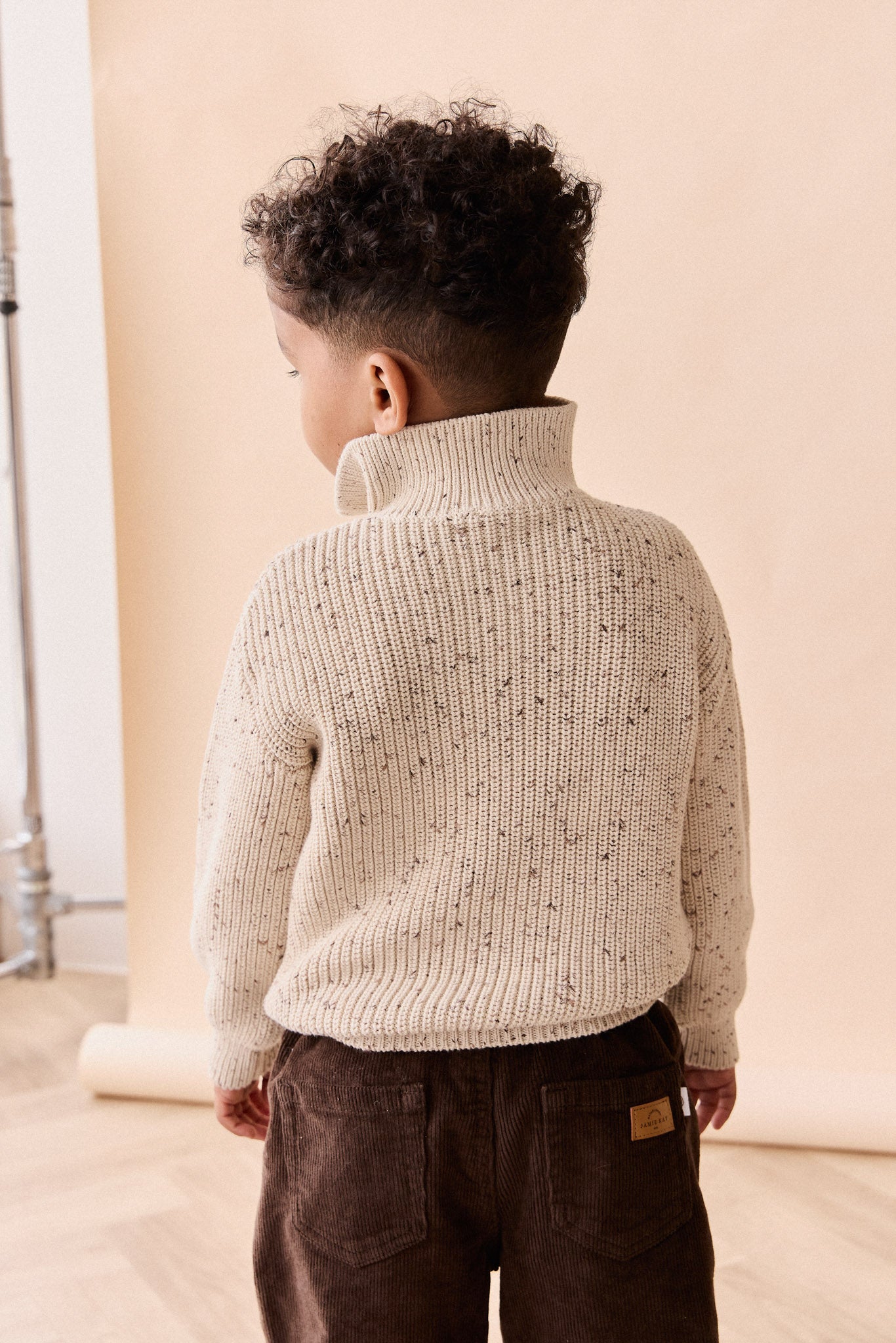 James Half Zip Jumper - Buff Fleck
