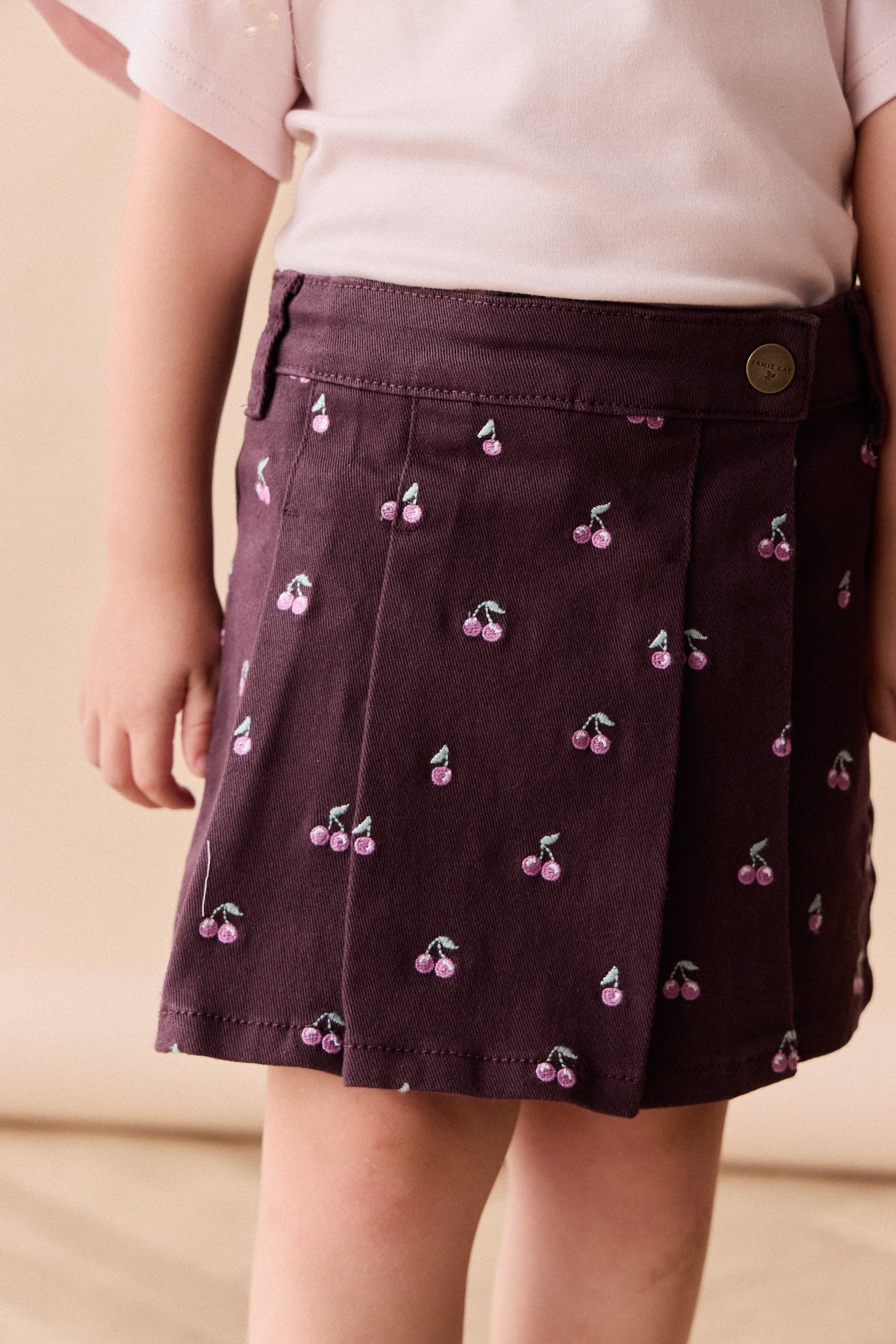 Chelsea Skirt - Cherry Love Plum Embroidery