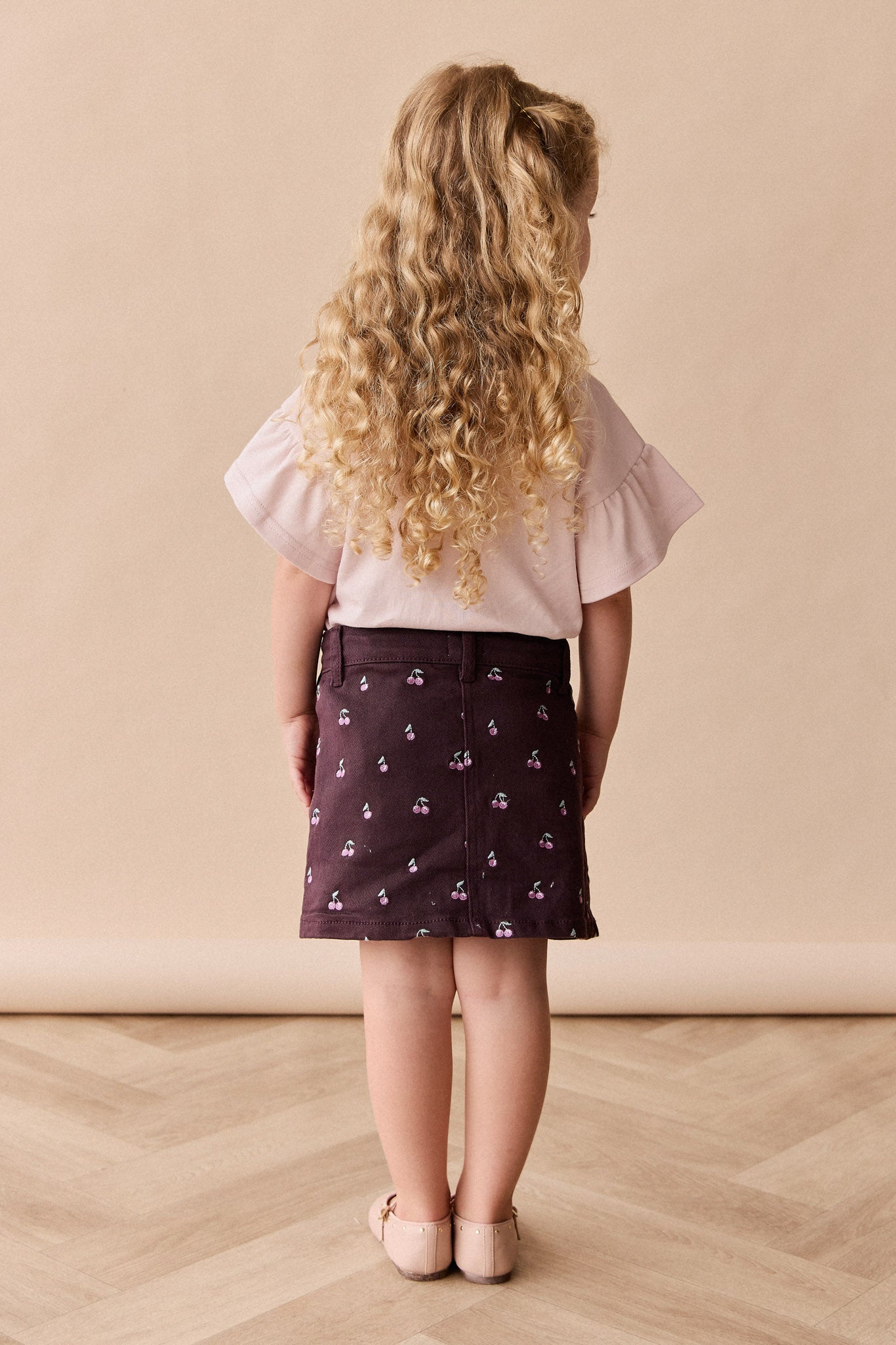 Chelsea Skirt - Cherry Love Plum Embroidery