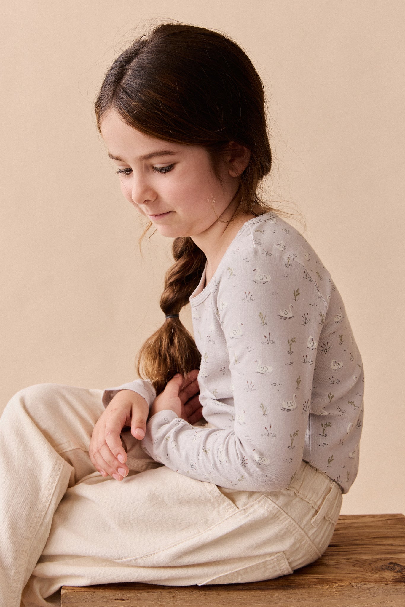 Organic Cotton Long Sleeve Top - Swanning Dawn Blue