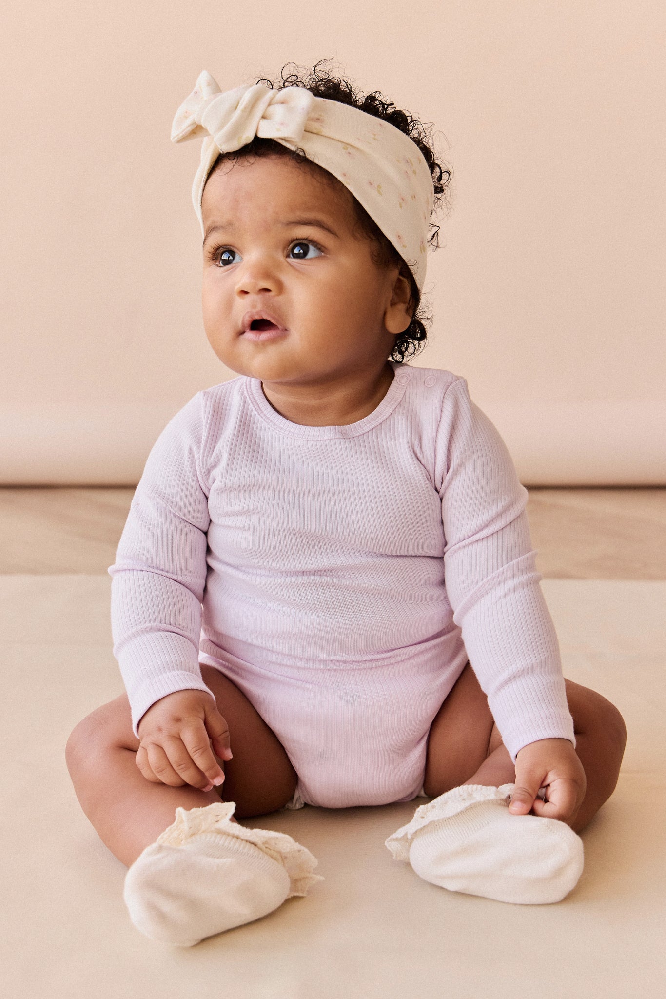 Organic Cotton Fine Rib Long Sleeve Bodysuit - Popsicle