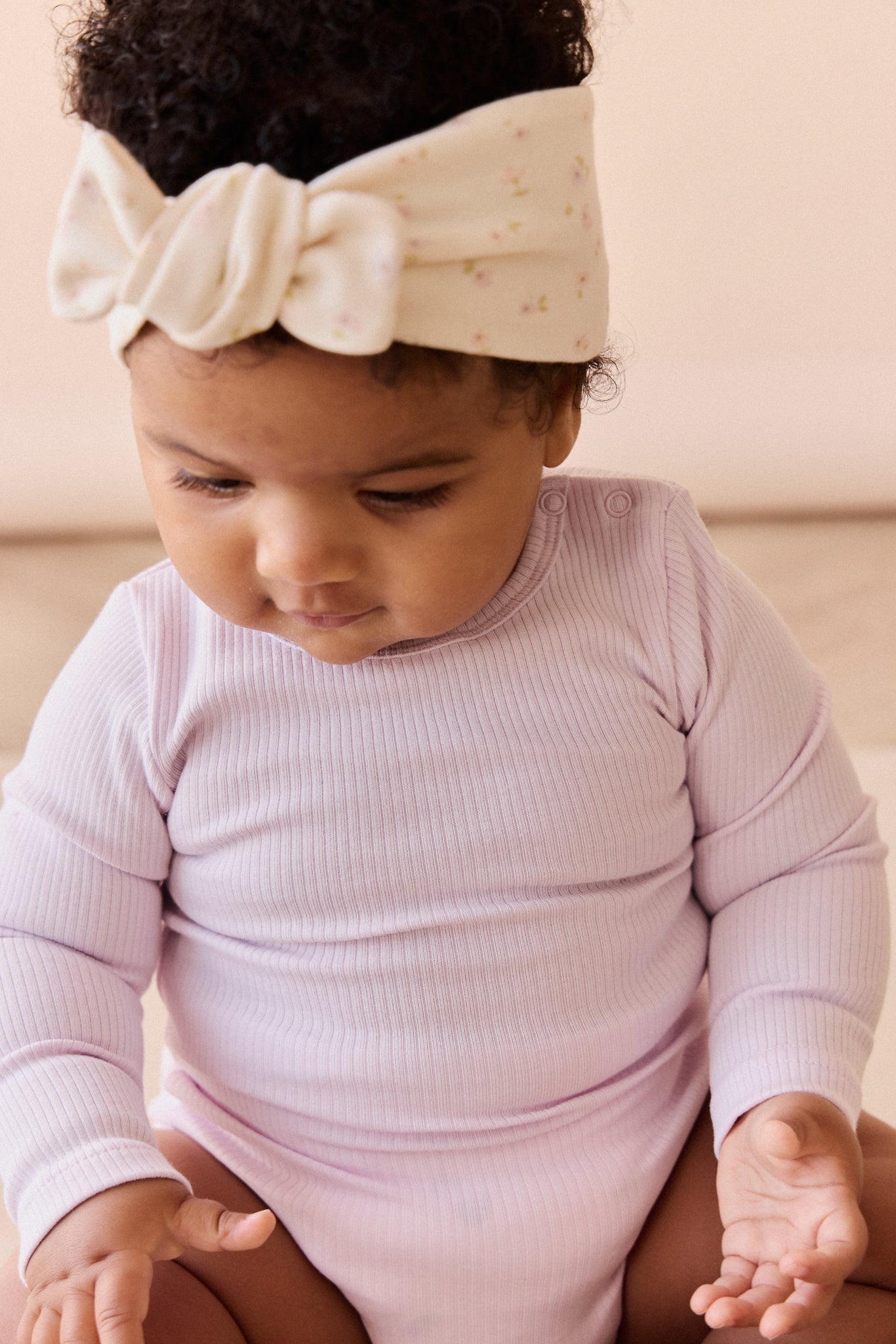 Organic Cotton Fine Rib Long Sleeve Bodysuit - Popsicle