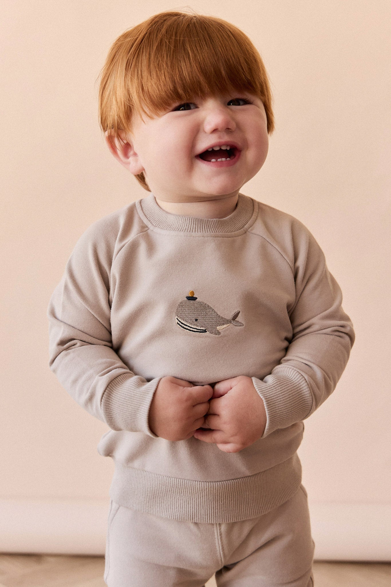 Organic Cotton Jermaine Sweatshirt - Hazy Taupe Whale
