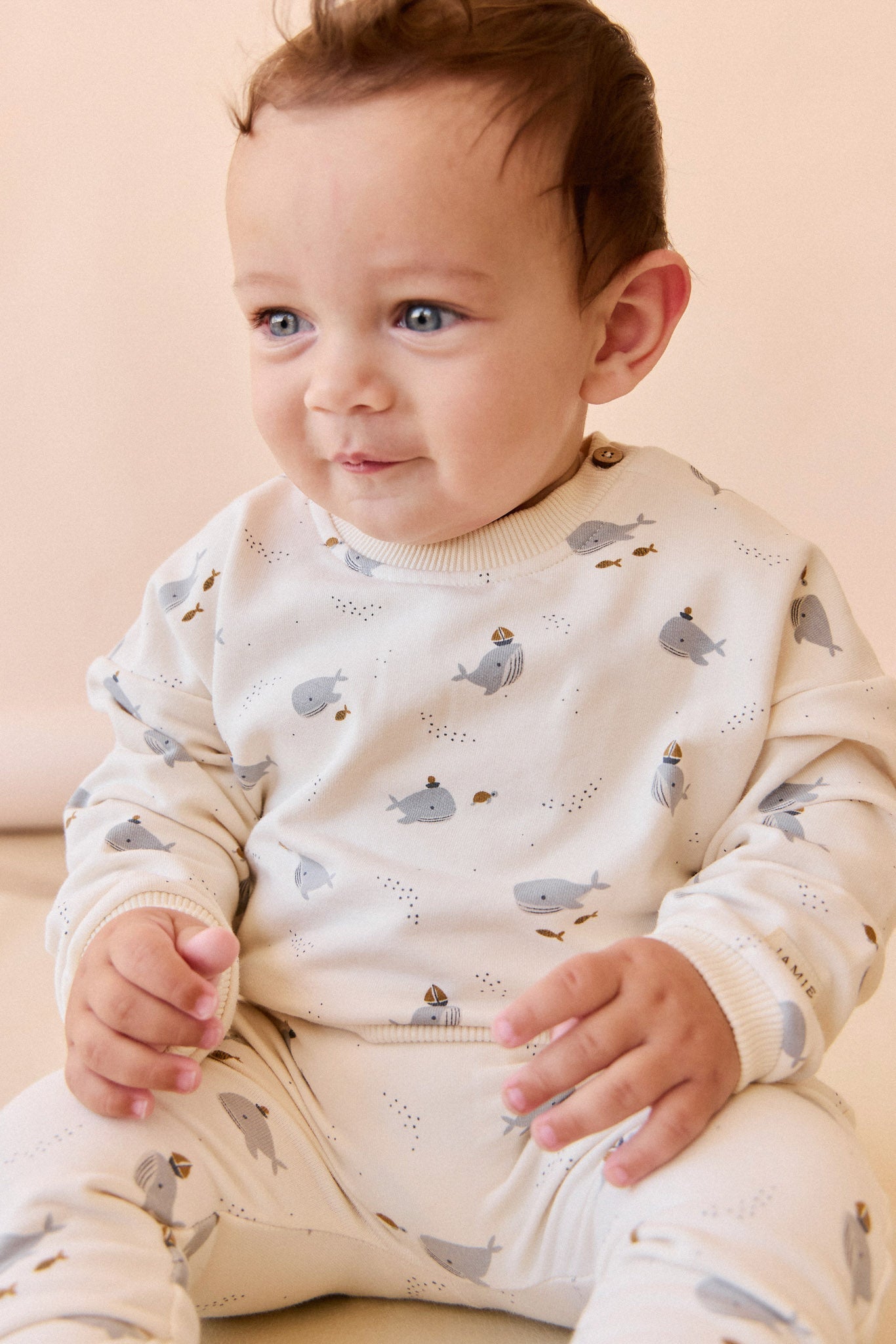 Organic Cotton Morgan Track Pant - Cloud Whales