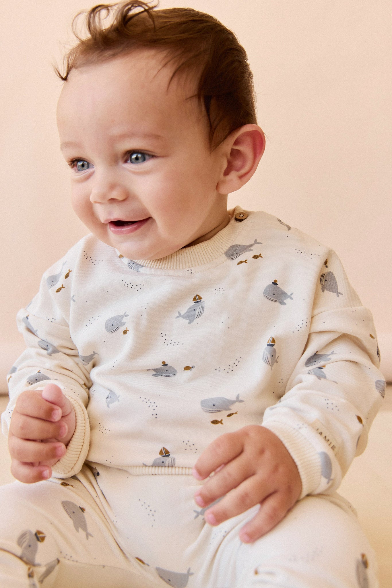 Organic Cotton Damien Sweatshirt - Cloud Whales