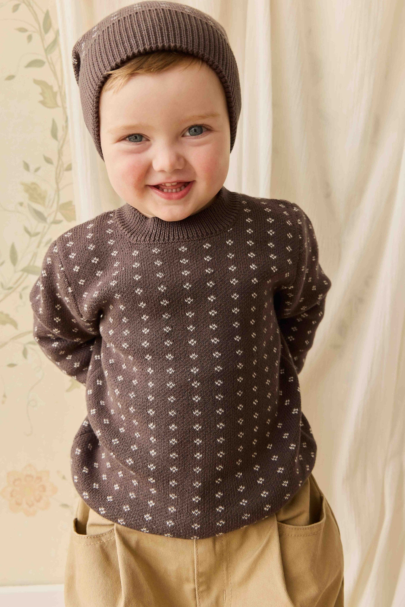 Dorian Jumper - Knitted Diamonds Coffee