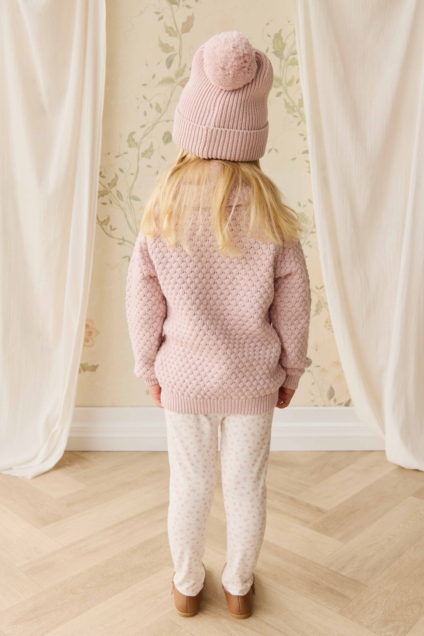 Maple Cardigan - Pastel Pink Marle
