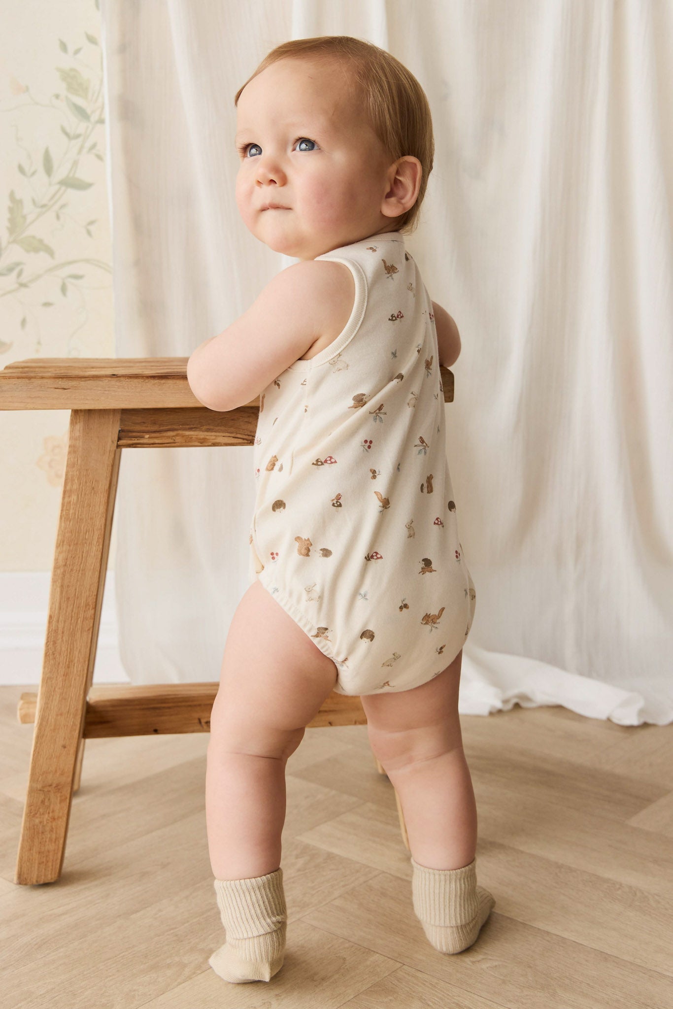 Organic Cotton Archie Playsuit - Forest Gathering