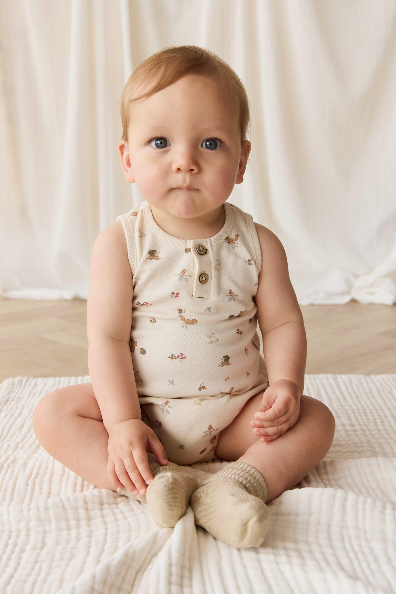 Organic Cotton Archie Playsuit - Forest Gathering