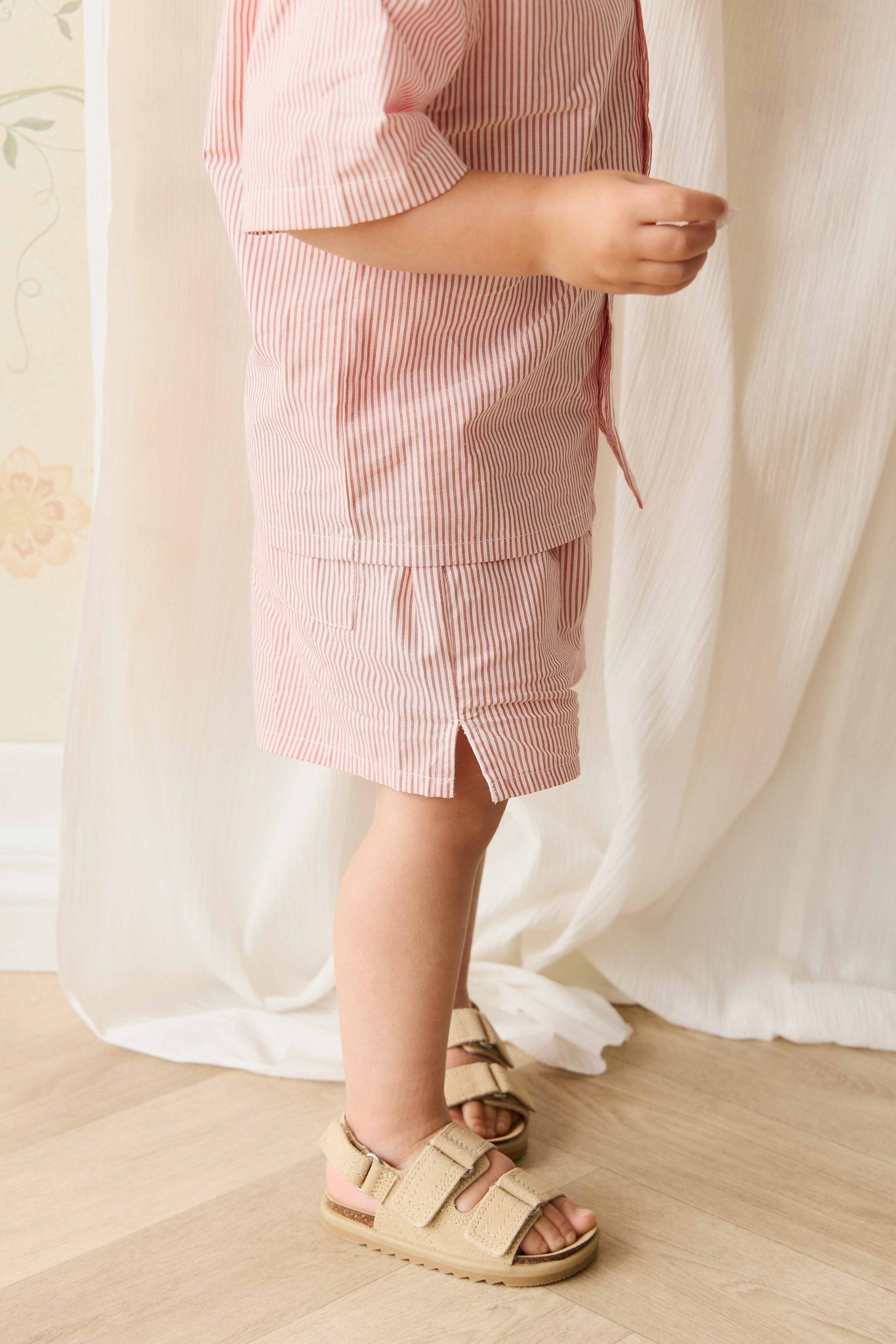 Organic Cotton Silas Short - Terracotta Stripe Terracotta/Egret