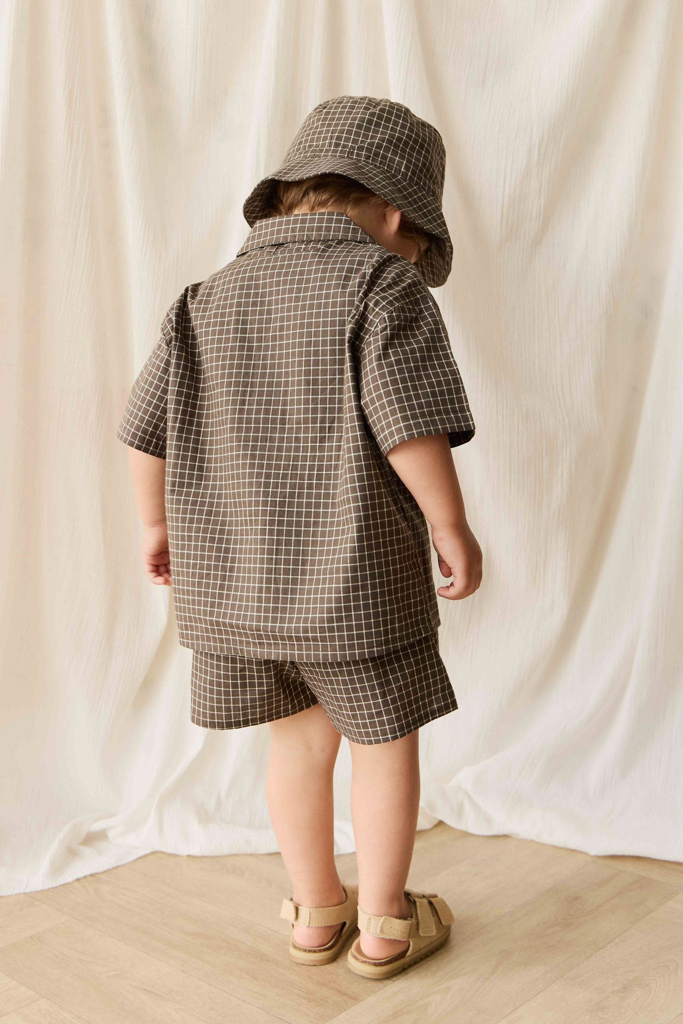 Organic Cotton Silas Short - Coffee Grid