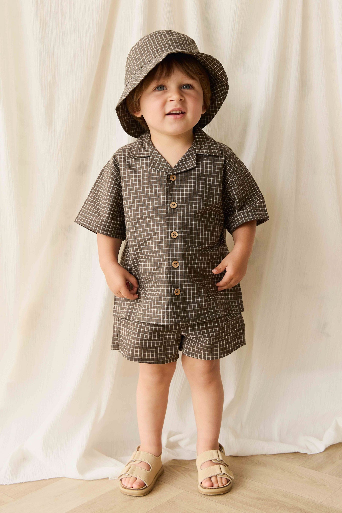 Organic Cotton Silas Short - Coffee Grid