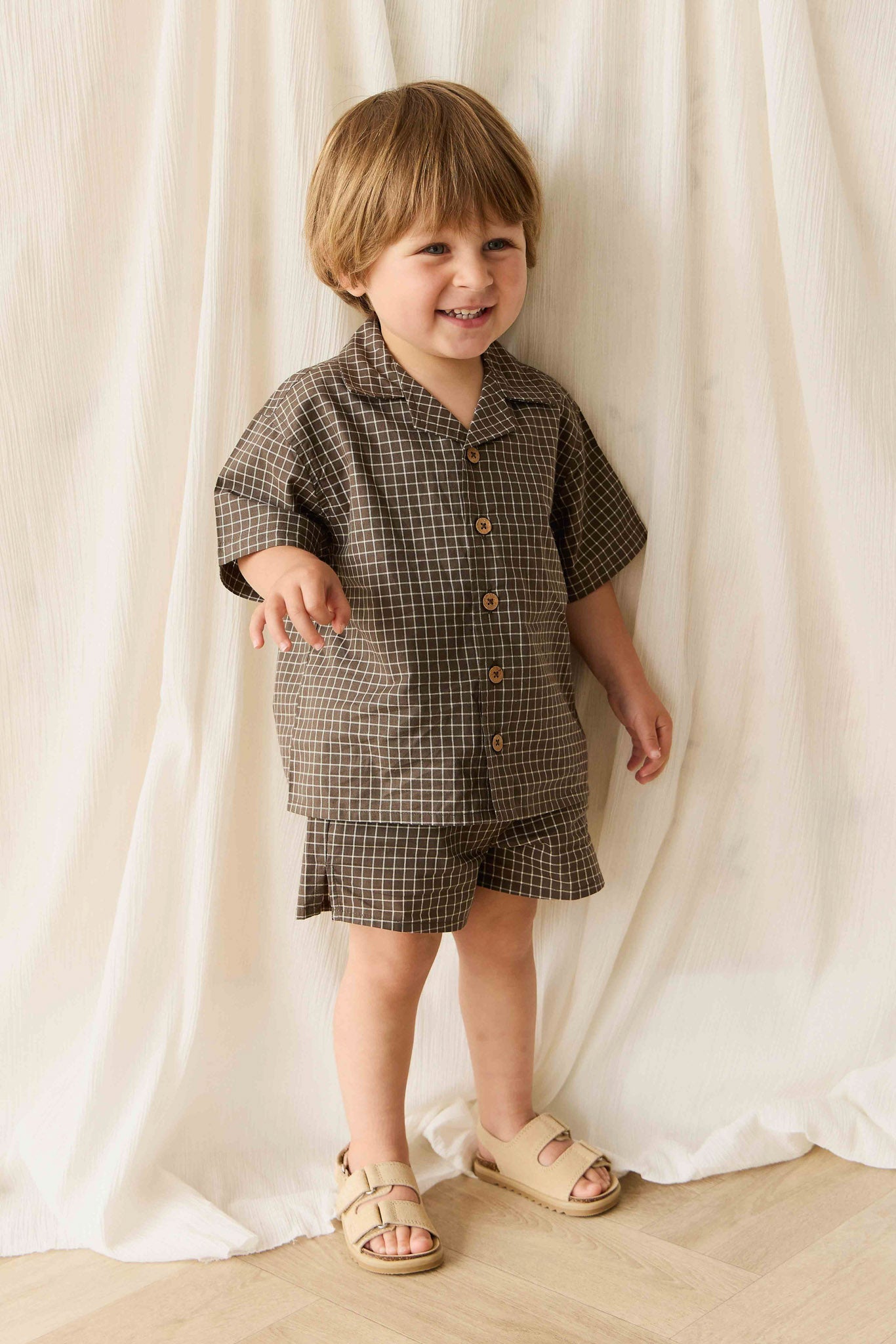Organic Cotton Silas Short - Coffee Grid