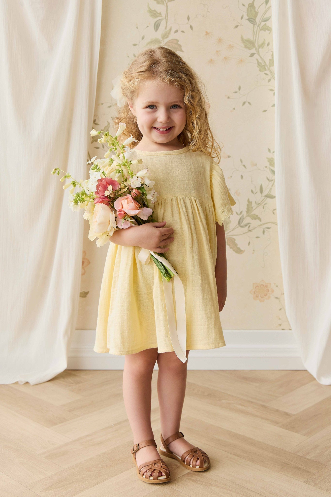 Organic Cotton Muslin Phillipa Dress - Sunshine