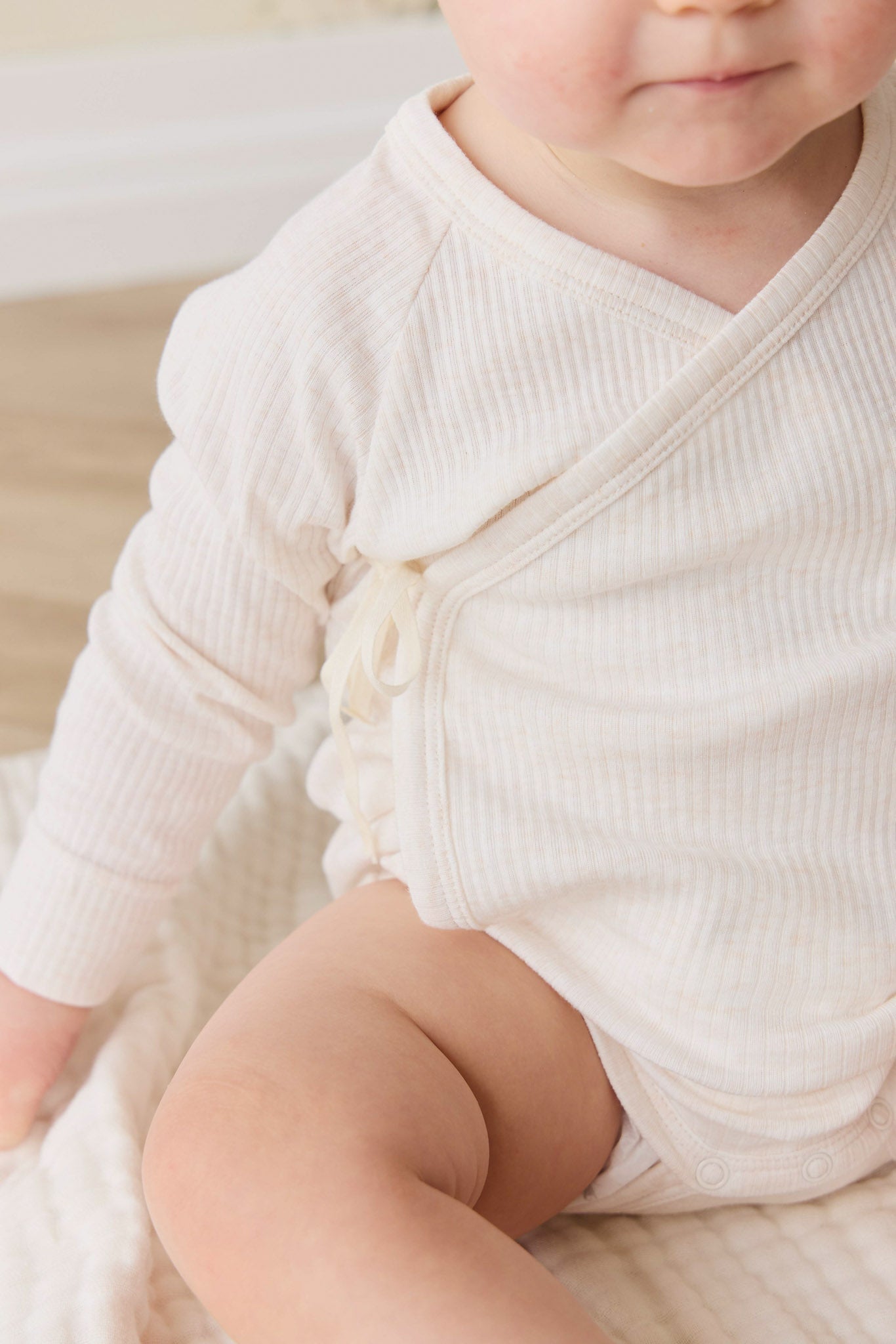 Organic Cotton Modal Marina Long Sleeve Bodysuit - Icing Marle