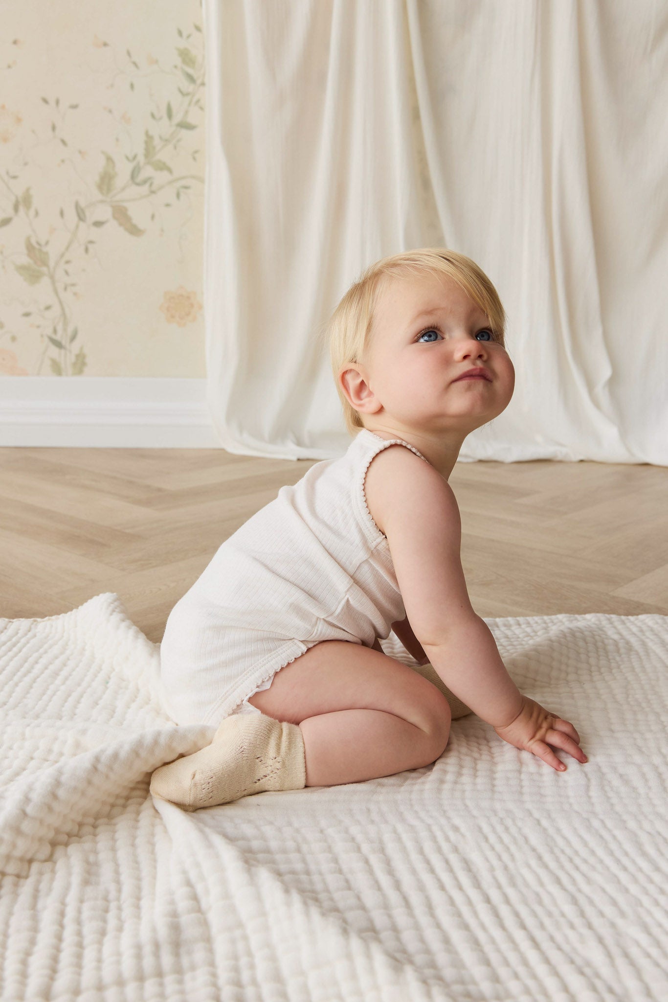 Organic Cotton Modal Singlet Bodysuit - Parchment