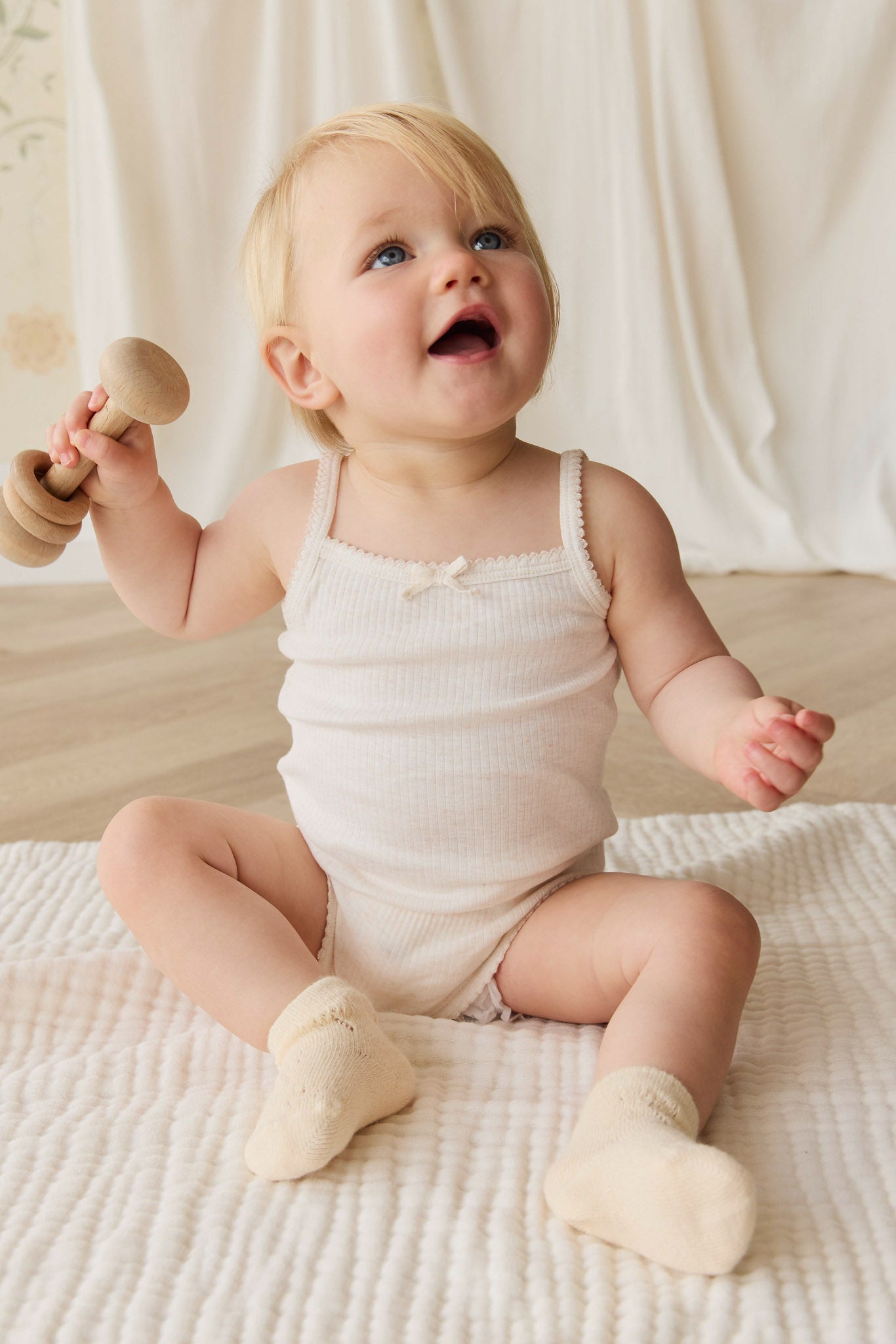 Organic Cotton Modal Singlet Bodysuit - Parchment