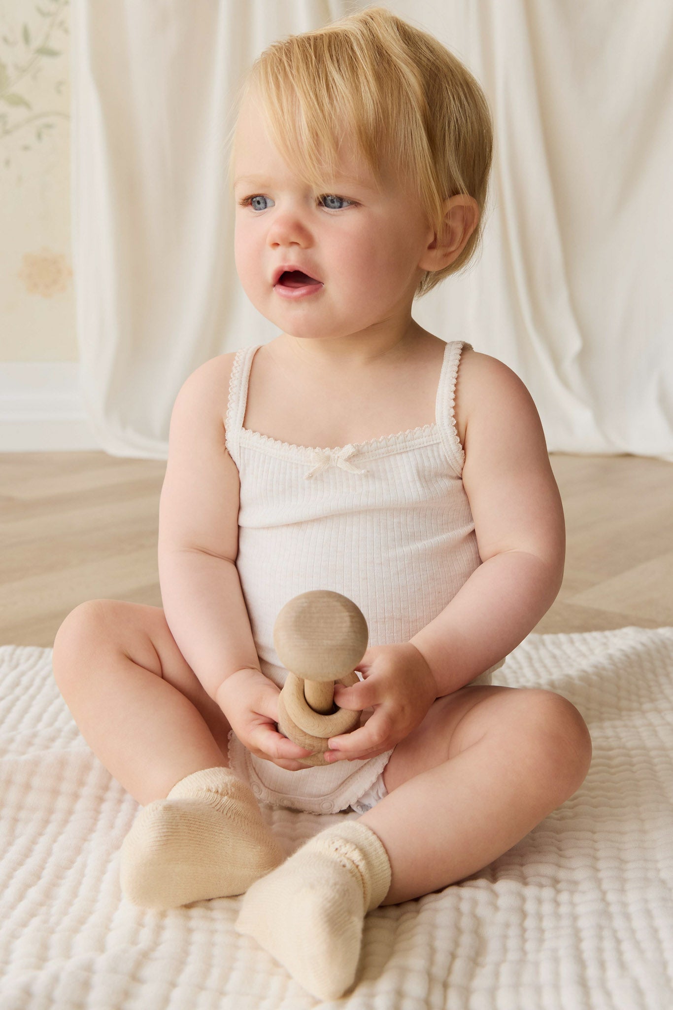 Organic Cotton Modal Singlet Bodysuit - Parchment