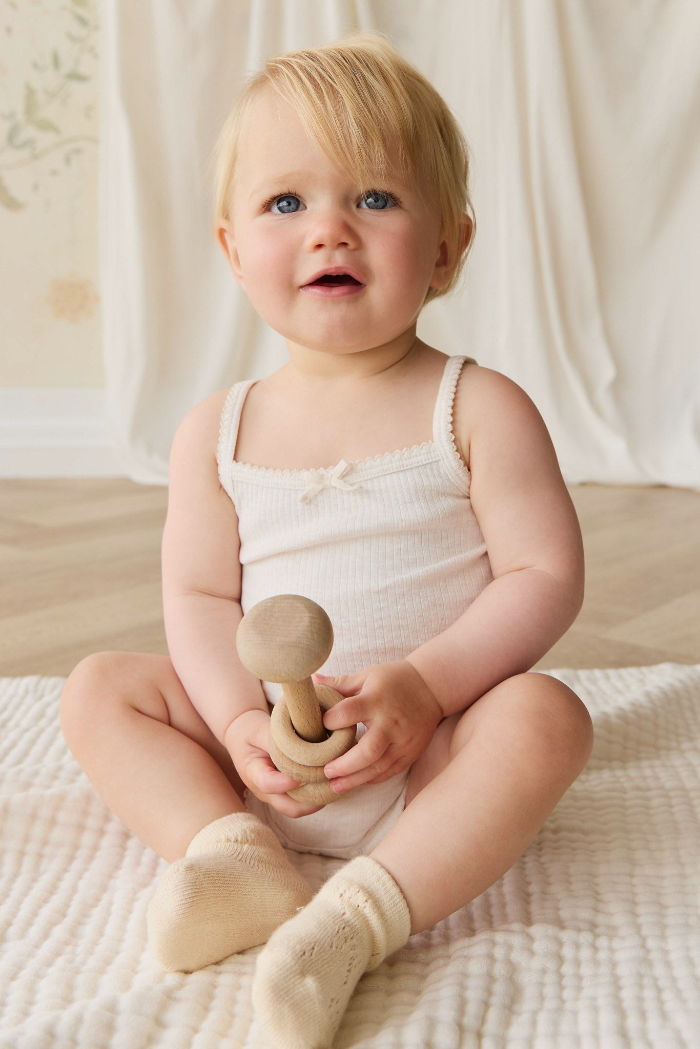 Organic Cotton Modal Singlet Bodysuit - Parchment