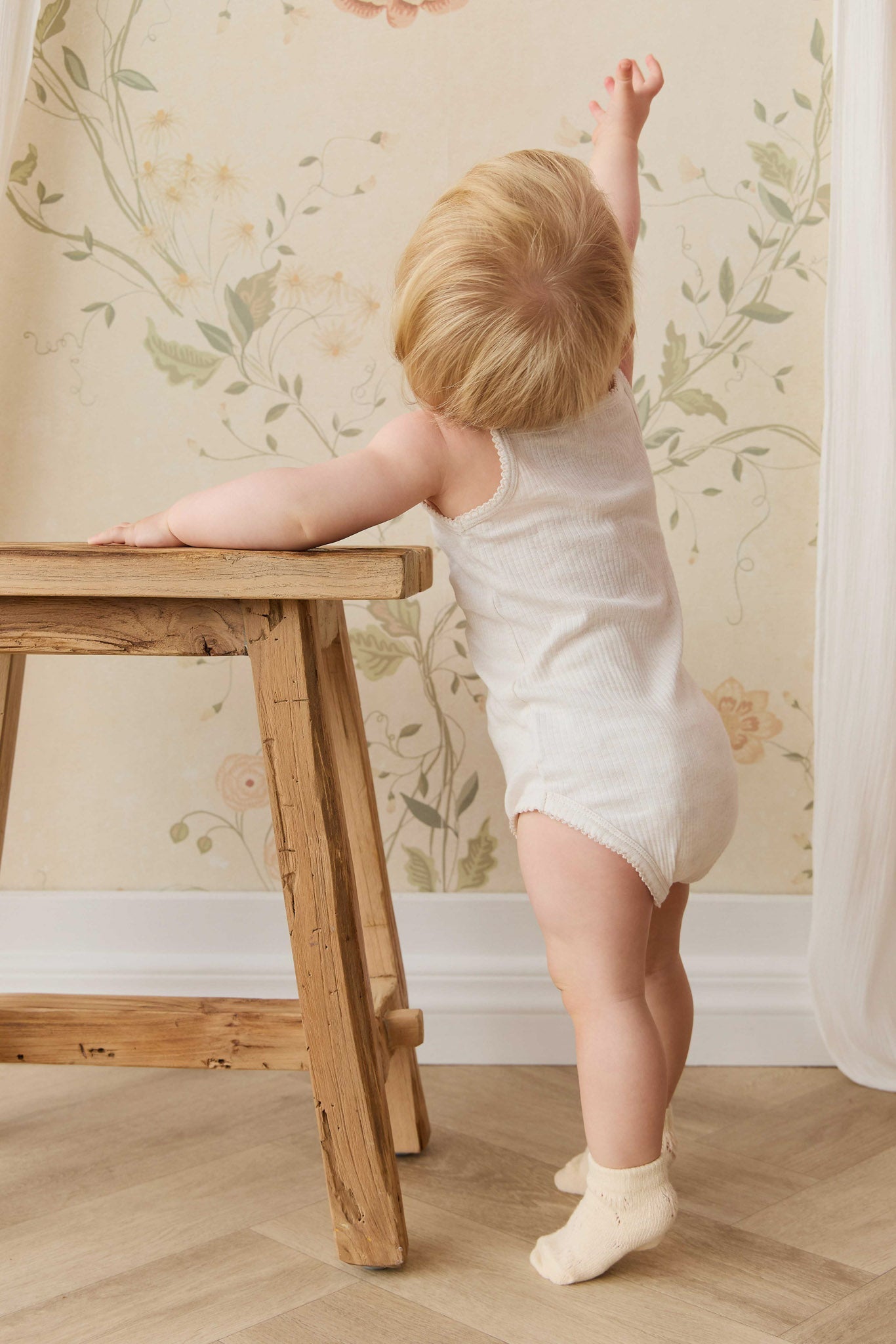 Organic Cotton Modal Singlet Bodysuit - Parchment