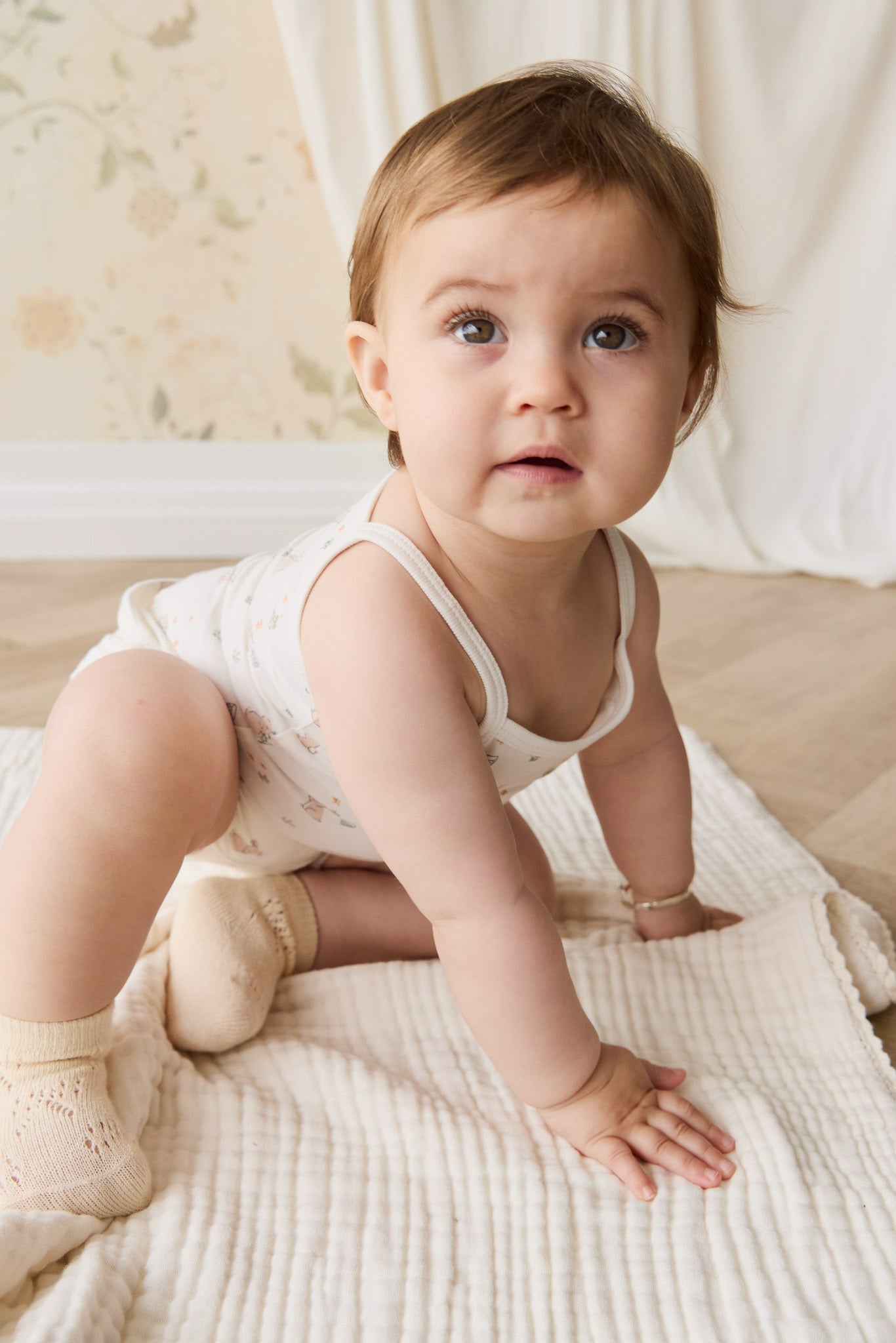 Organic Cotton Jude Singlet Pyjama Set - Lapin Jardin Crisp