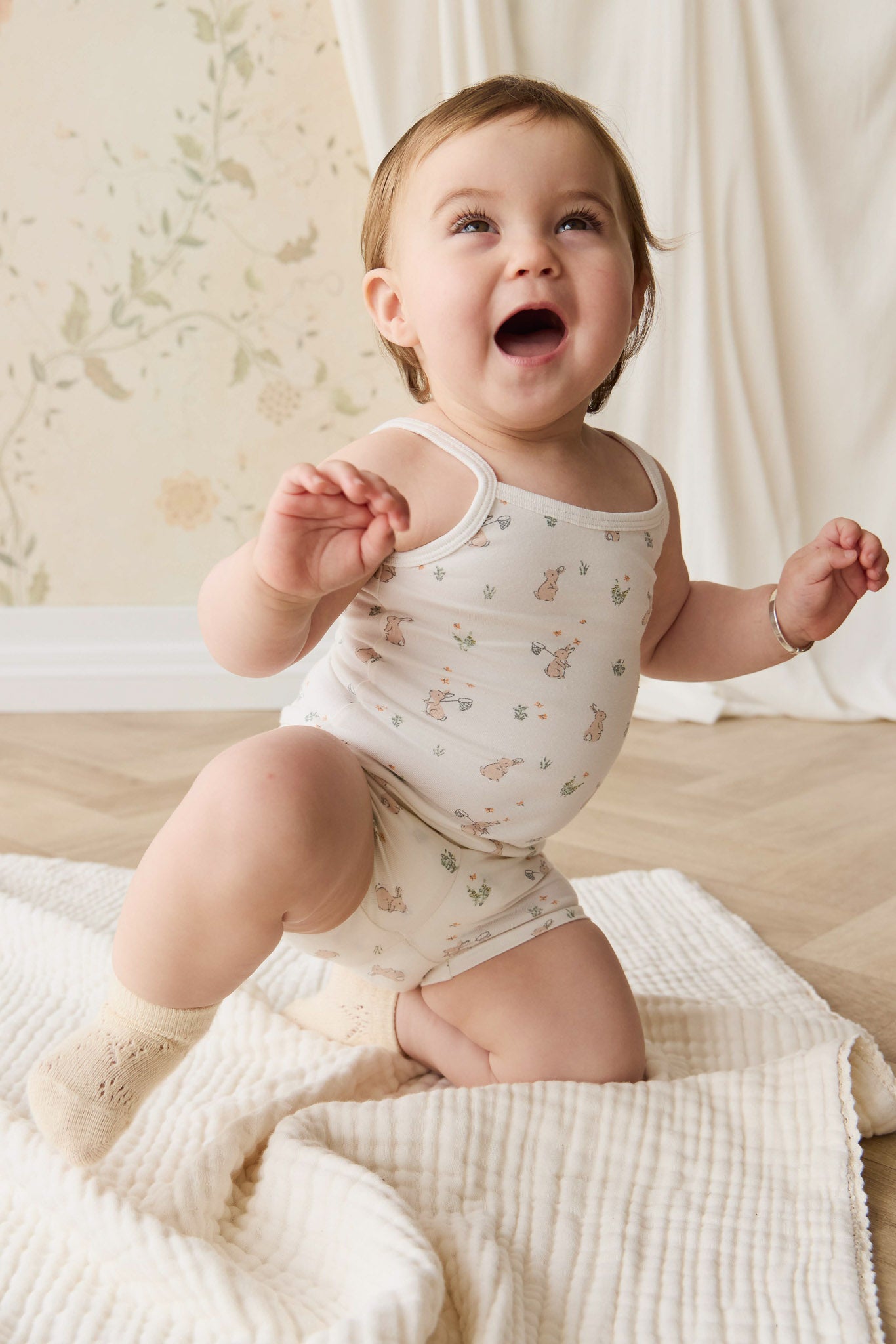 Organic Cotton Jude Singlet Pyjama Set - Lapin Jardin Crisp