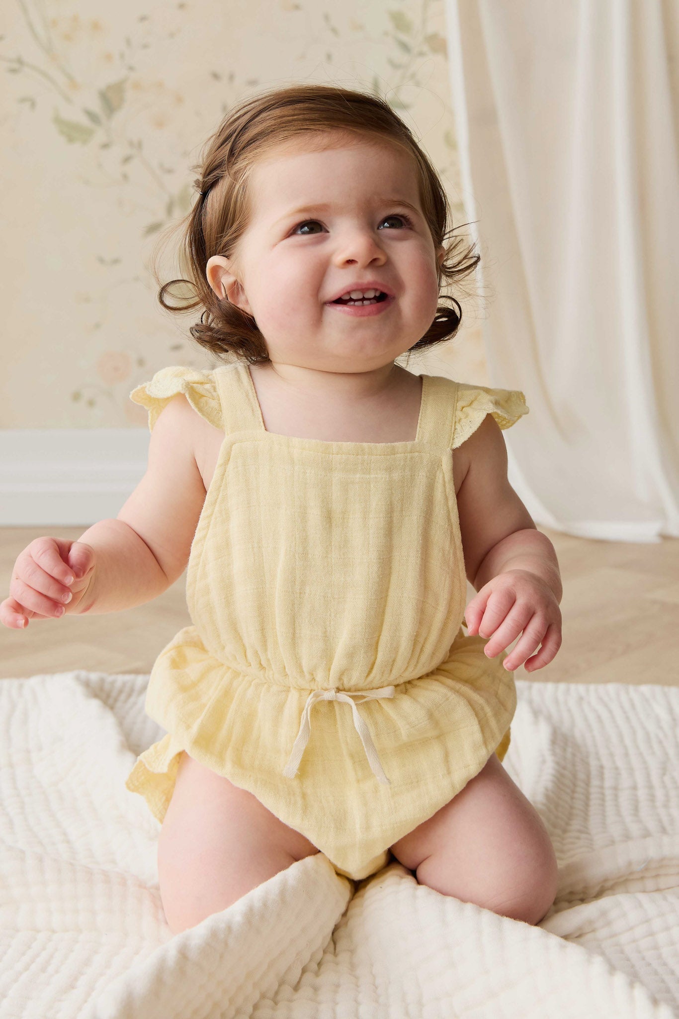 Organic Cotton Muslin Luciana Playsuit - Sunshine