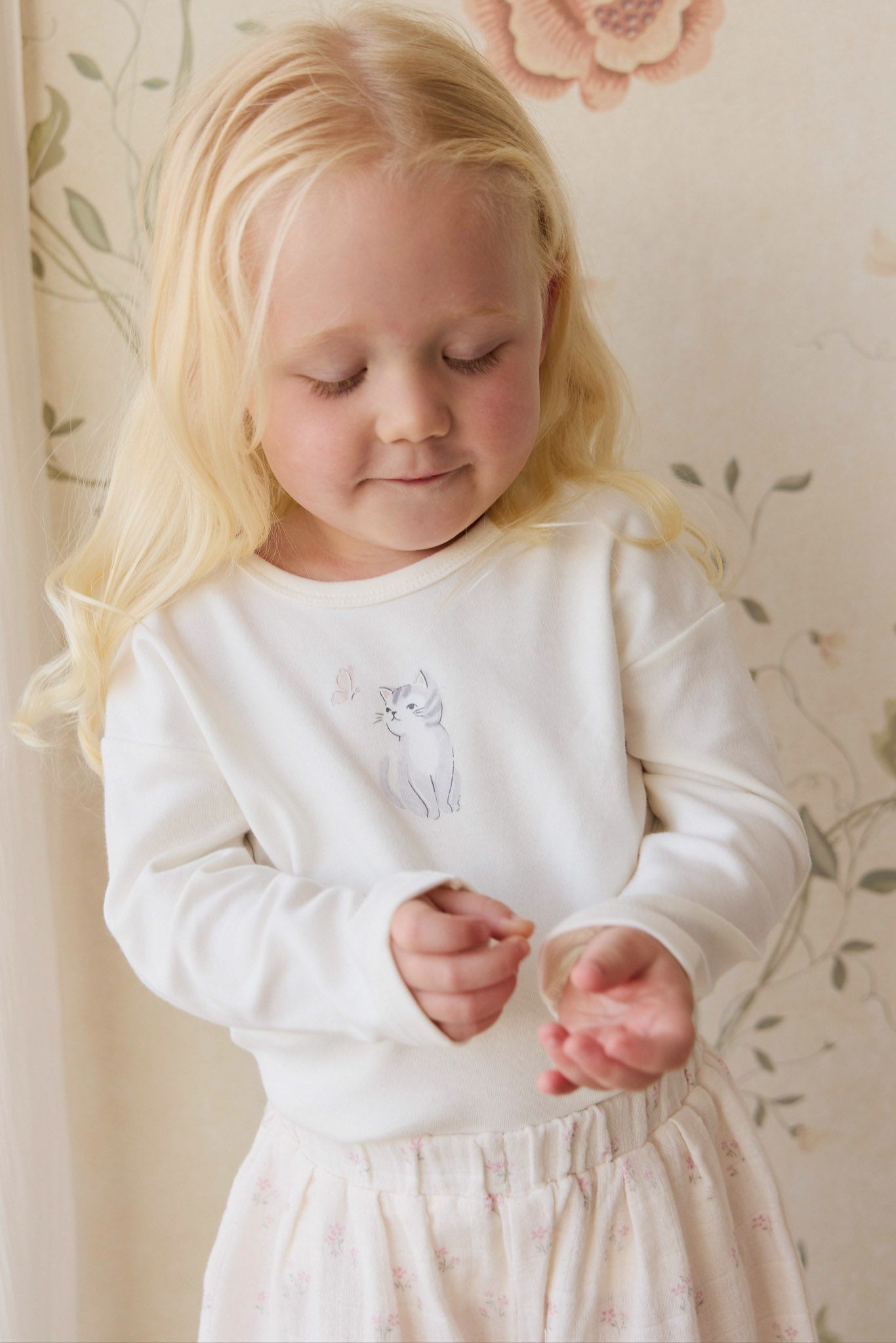 Pima Cotton Arnold Long Sleeve Top - Little Moon Parchment