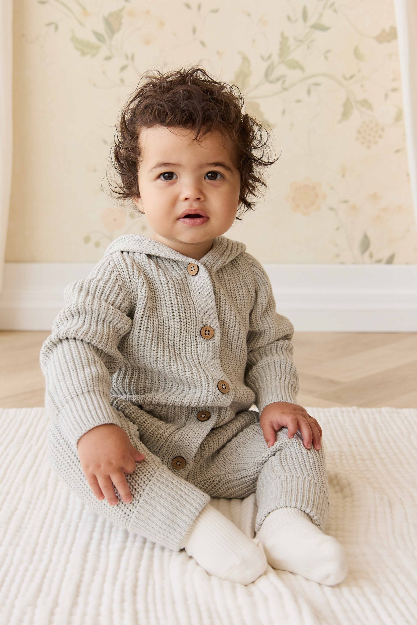 Bear Knit Onepiece - Light Grey Marle