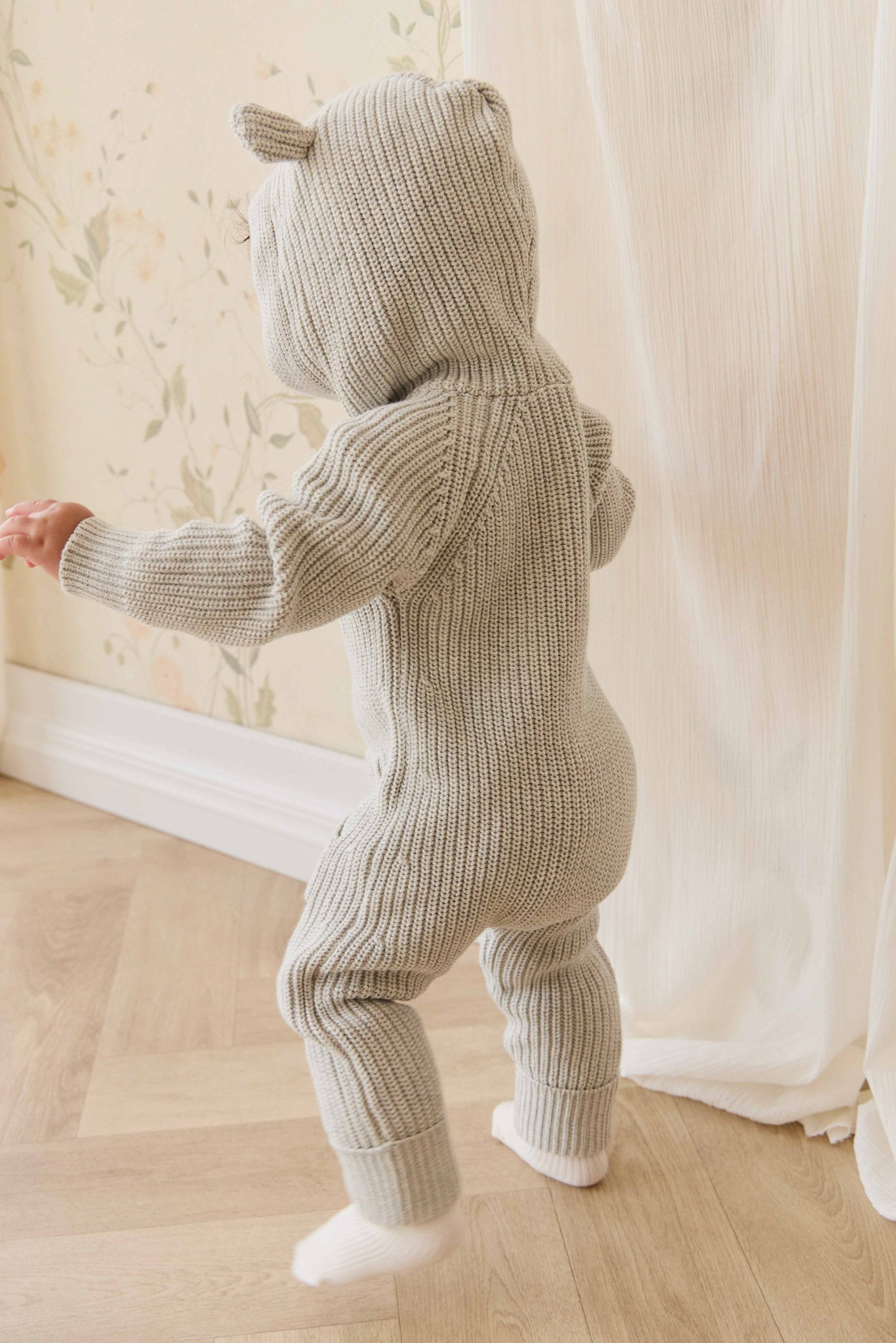 Bear Knit Onepiece - Light Grey Marle