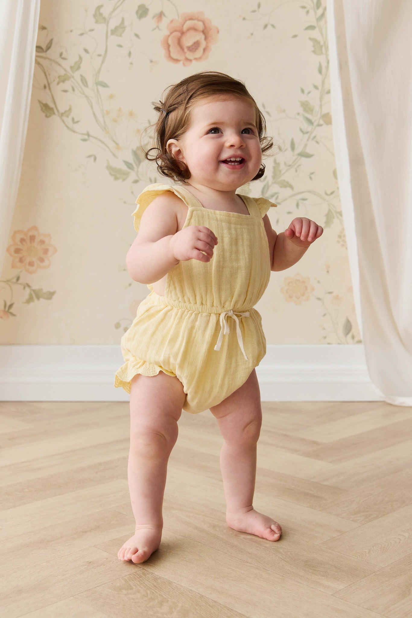 Organic Cotton Muslin Luciana Playsuit - Sunshine