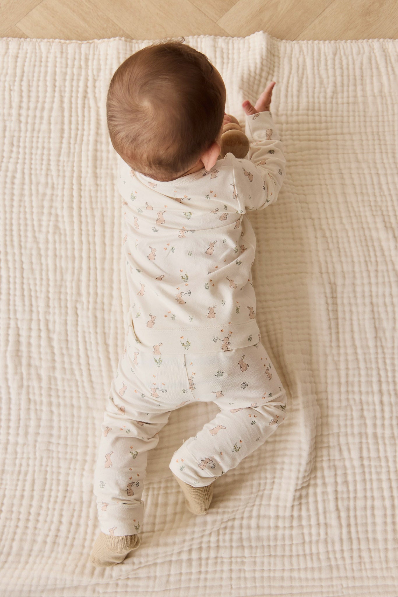 Organic Cotton Jarrah Long Sleeve Pyjama Set - Lapin Jardin Crisp