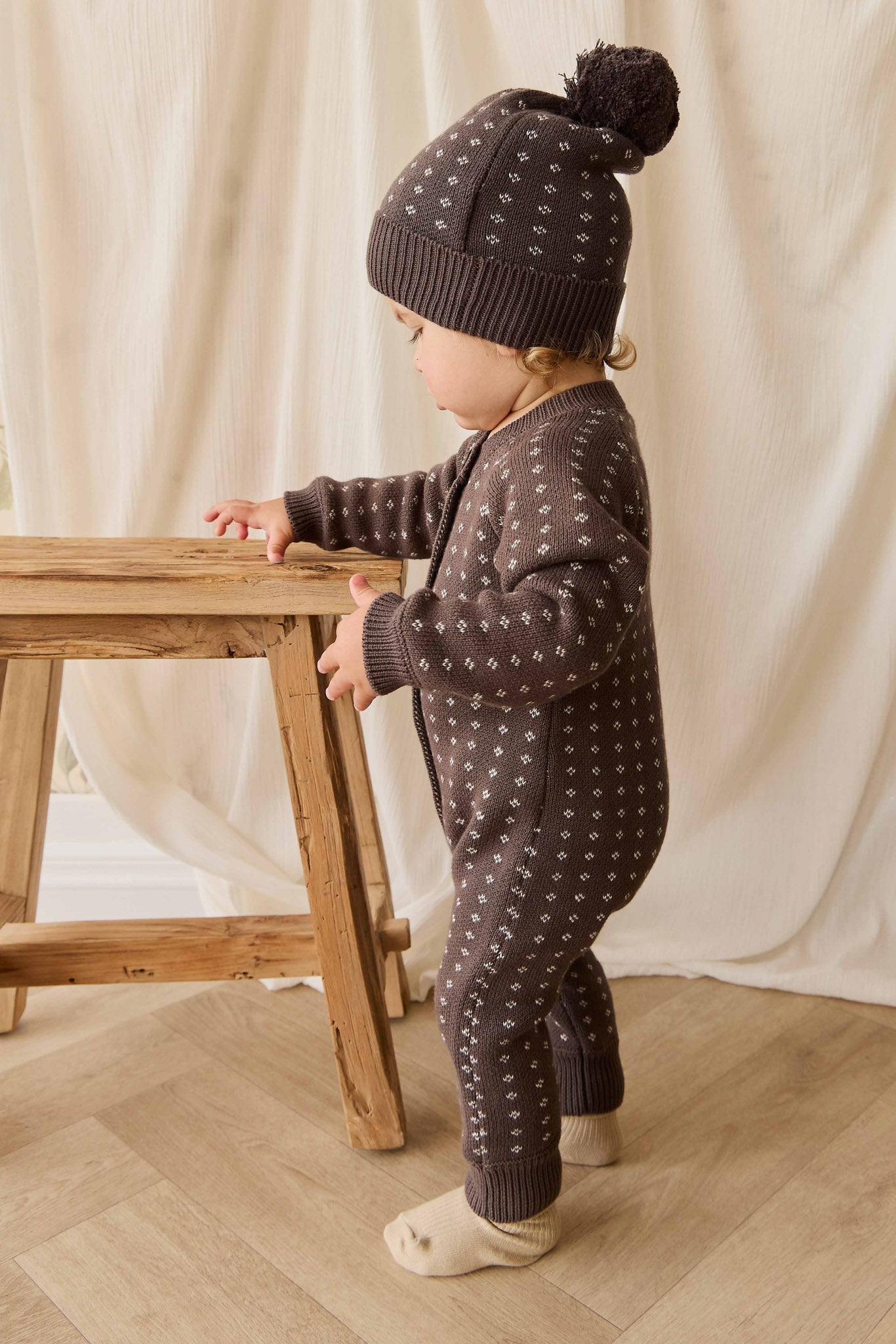 Dorian Onepiece - Knitted Diamonds Coffee