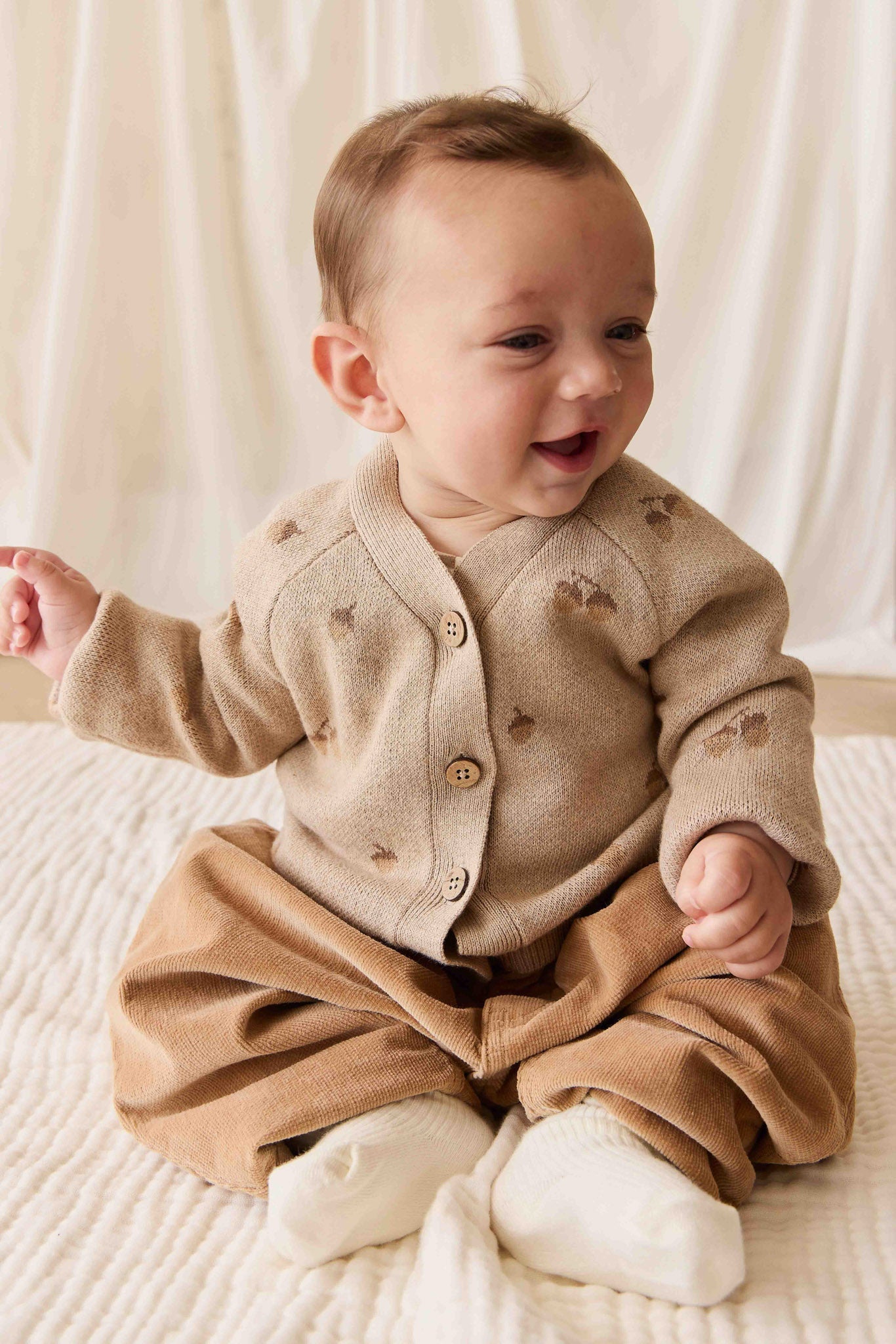 Easton Cardigan - Forest Acorns Cashew Marle