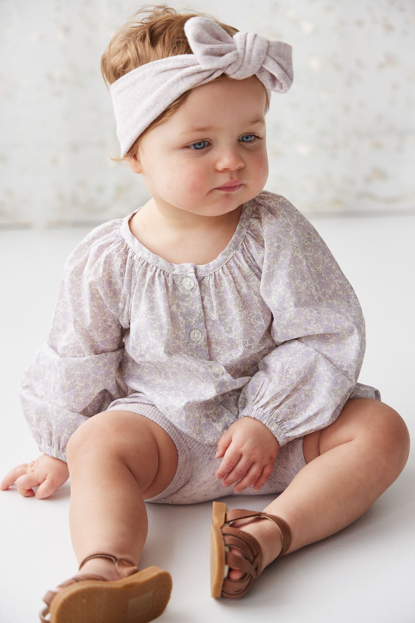 Organic Cotton Fine Rib Lilian Headband - Lavender Fleck