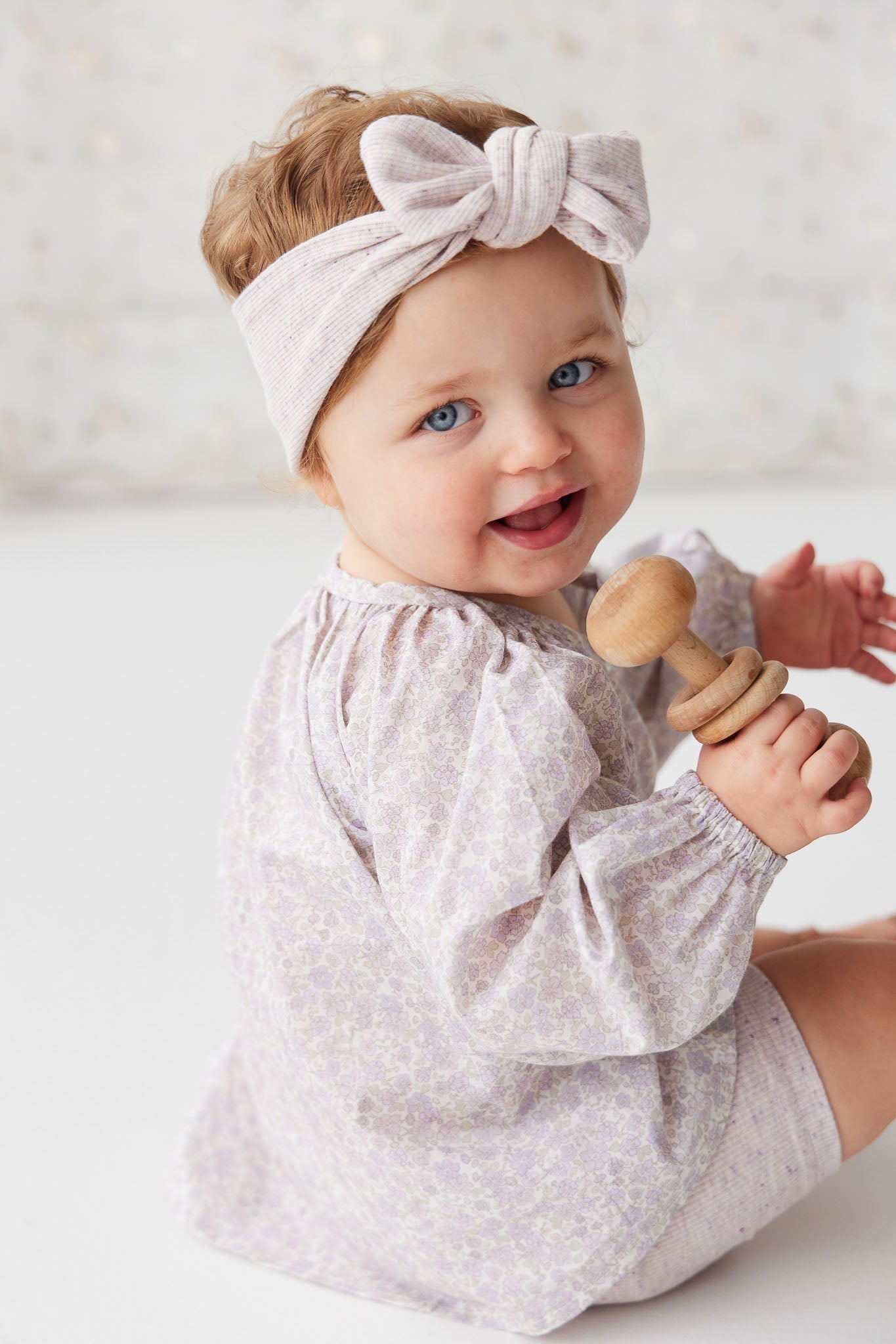 Organic Cotton Fine Rib Lilian Headband - Lavender Fleck