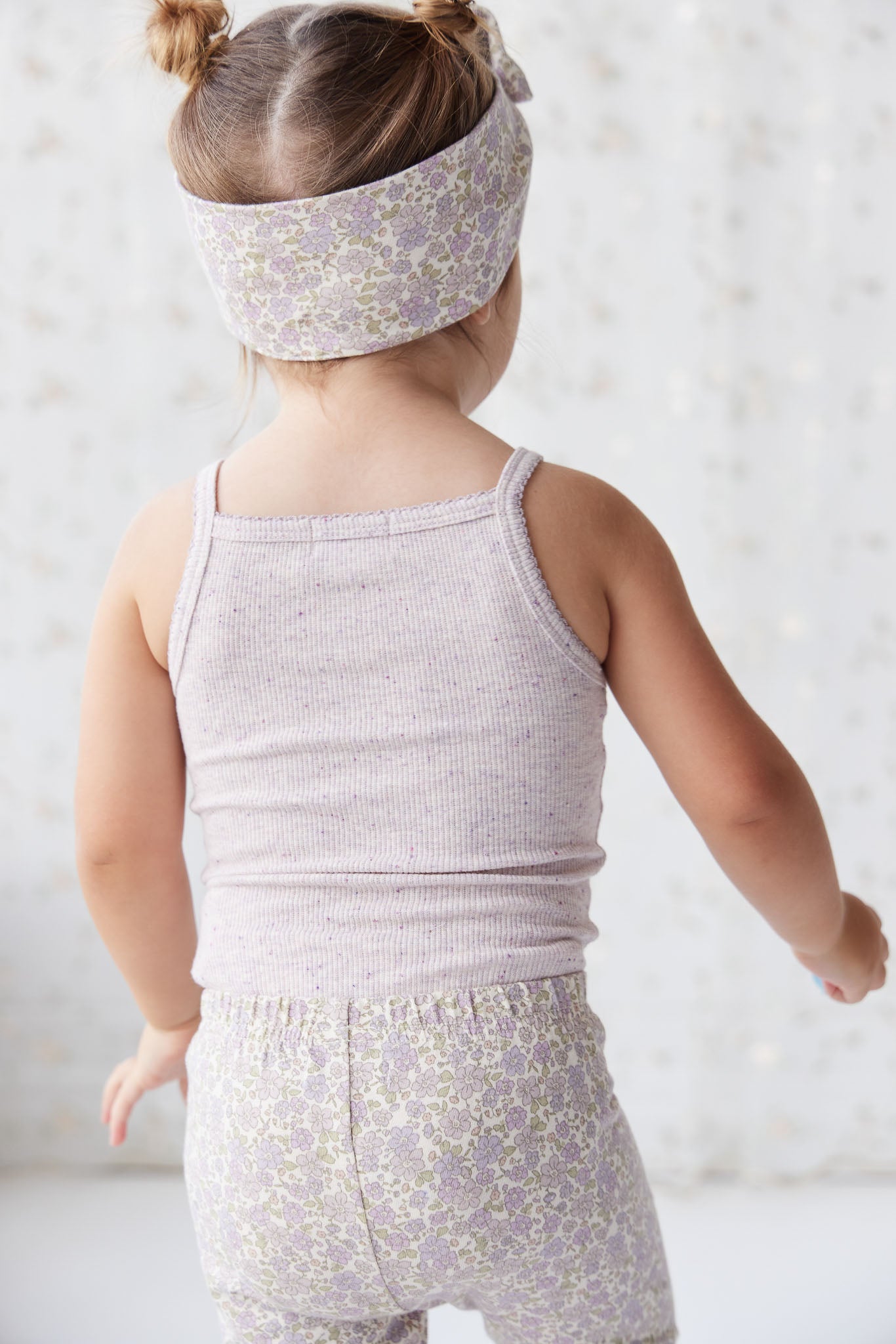 Organic Cotton Fine Rib Singlet - Lavender Fleck