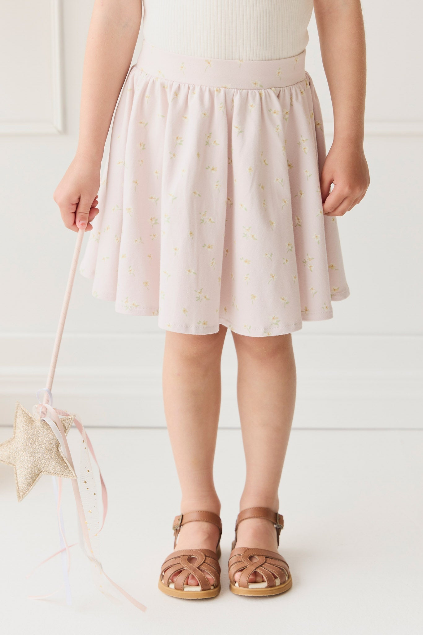Organic Cotton Meadow Skirt - Simple Flowers Lilac