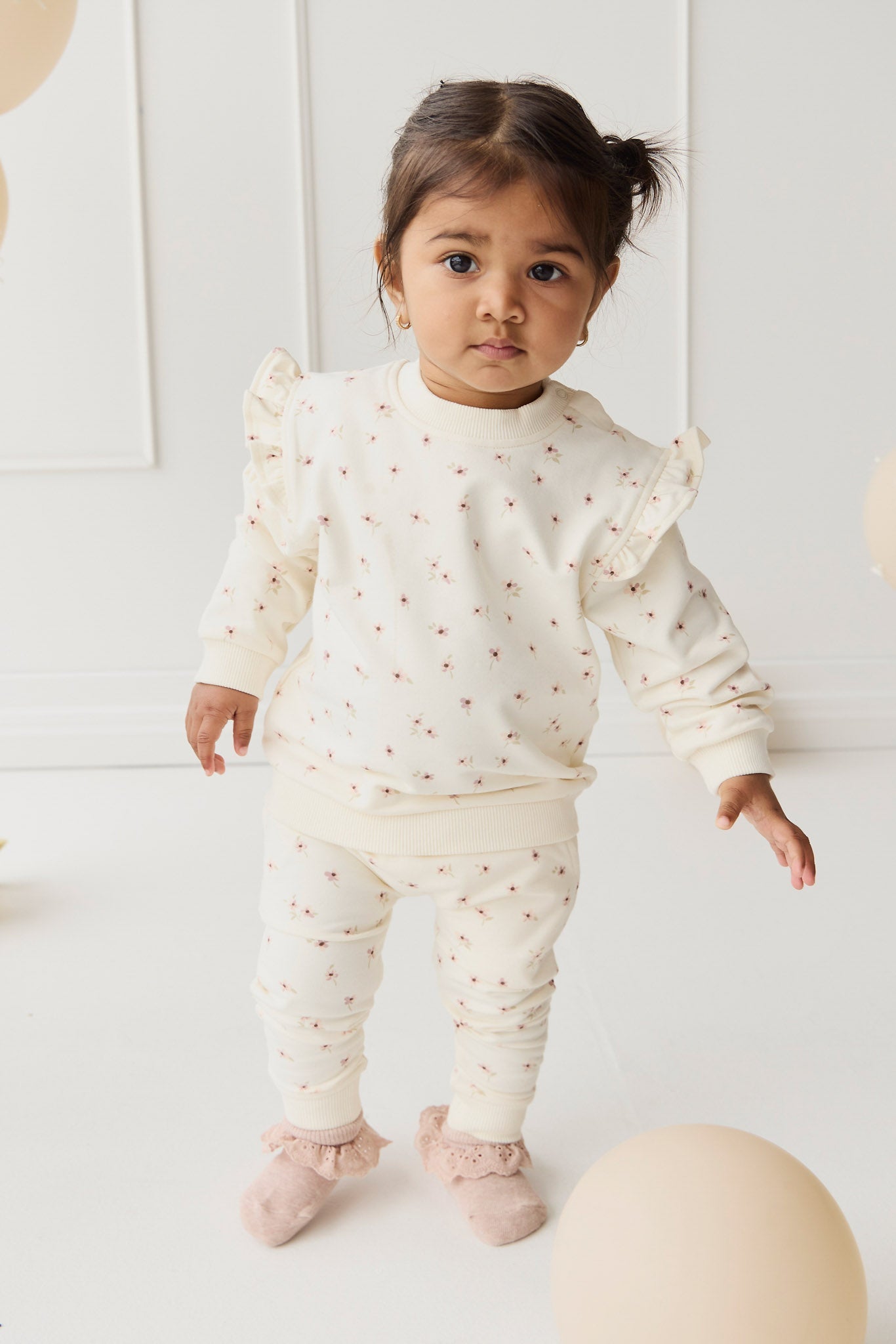 Organic Cotton Morgan Track Pant - Simple Flowers Egret